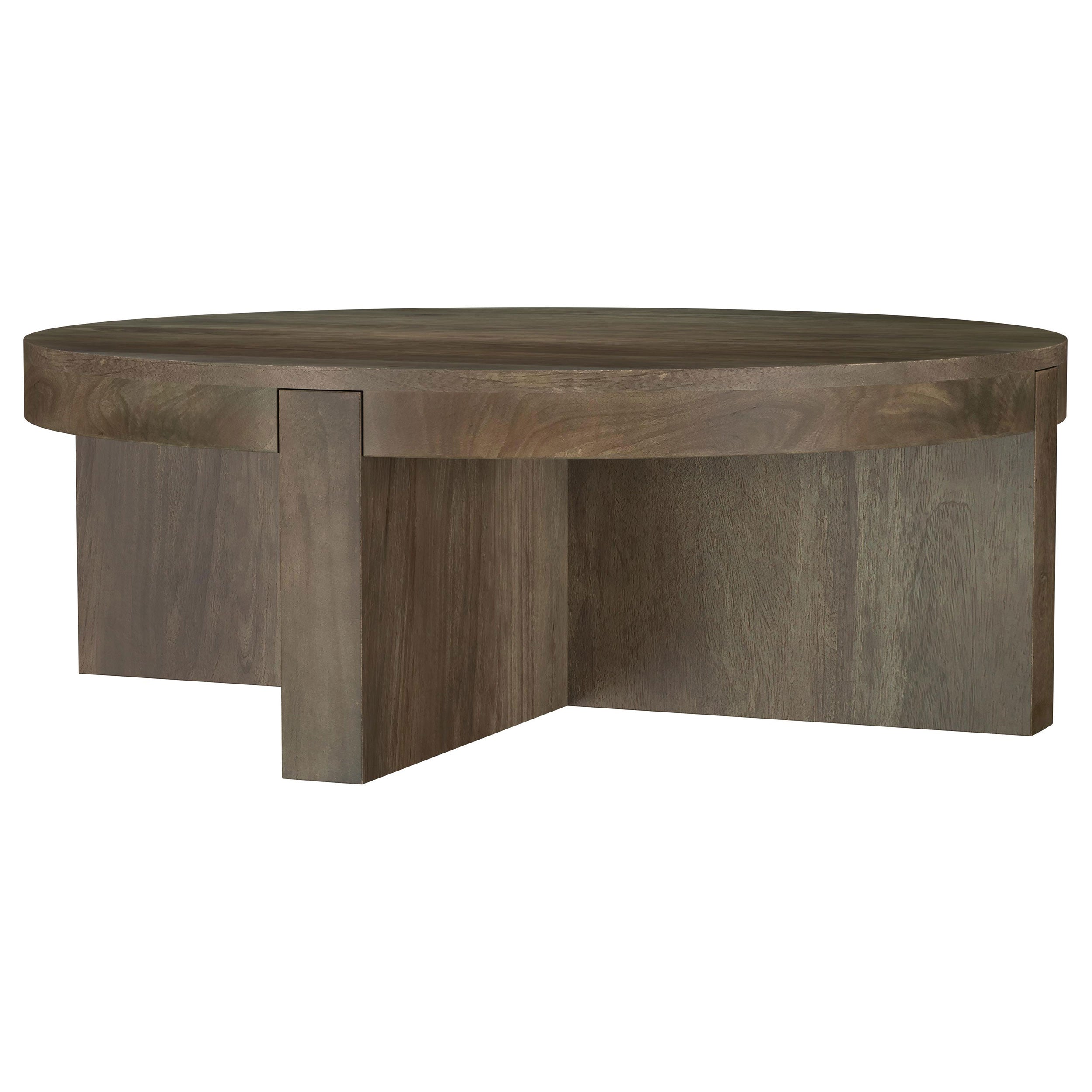 Kinkaid Round Solid Mango Wood Coffee Table Brown-