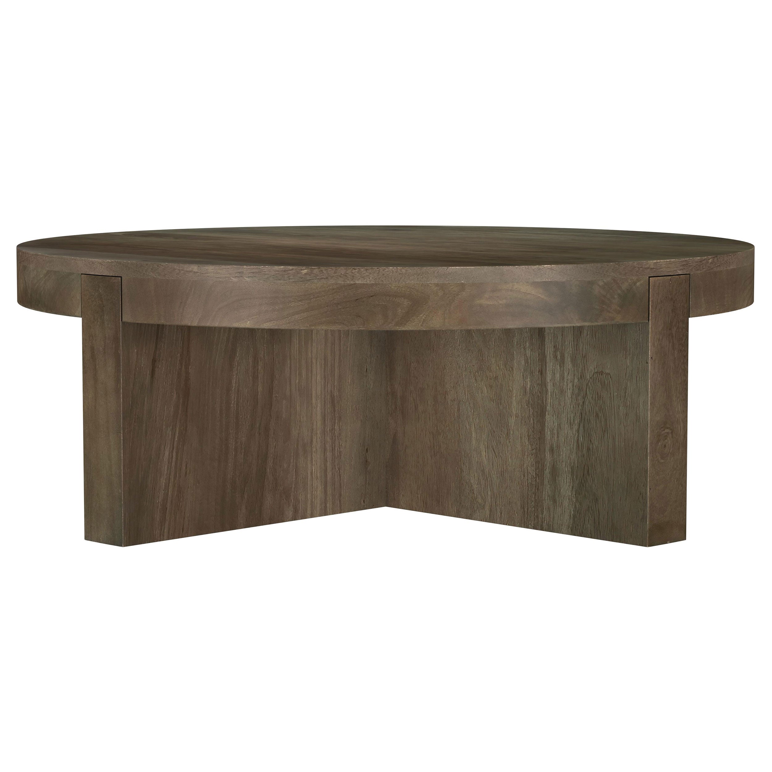 Kinkaid Round Solid Mango Wood Coffee Table Brown-