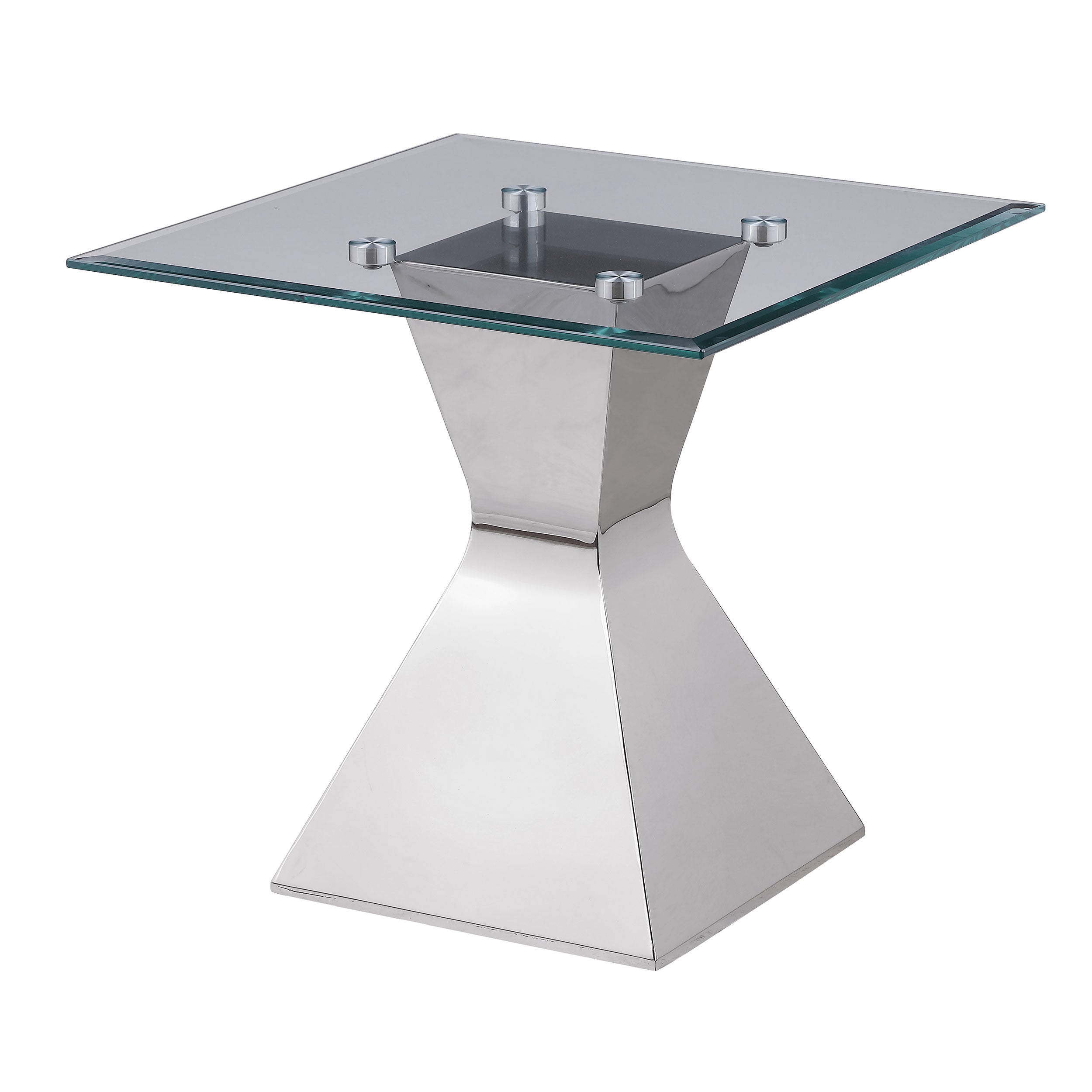 Jenny Glass Top Stainless Steel Side End Table Chrome-