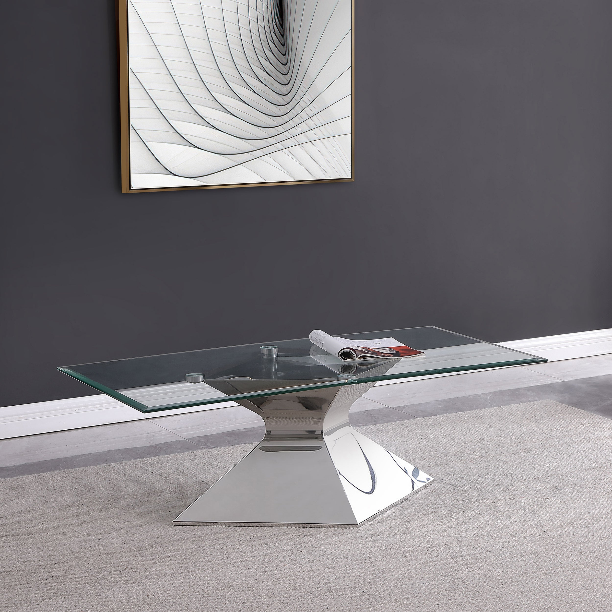 Jenny Glass Top Stainless Steel Coffee Table Chrome-