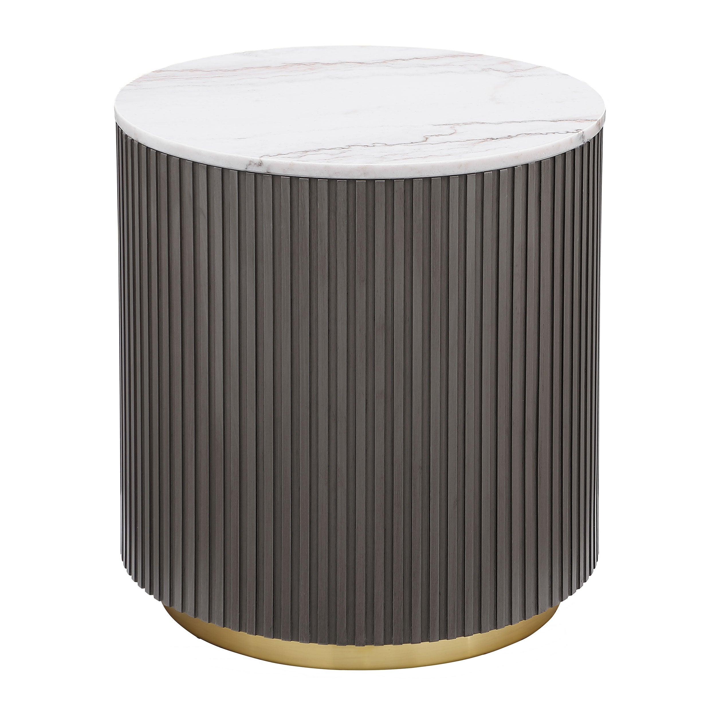 Jason Round White Marble Top Side End Table Charcoal-