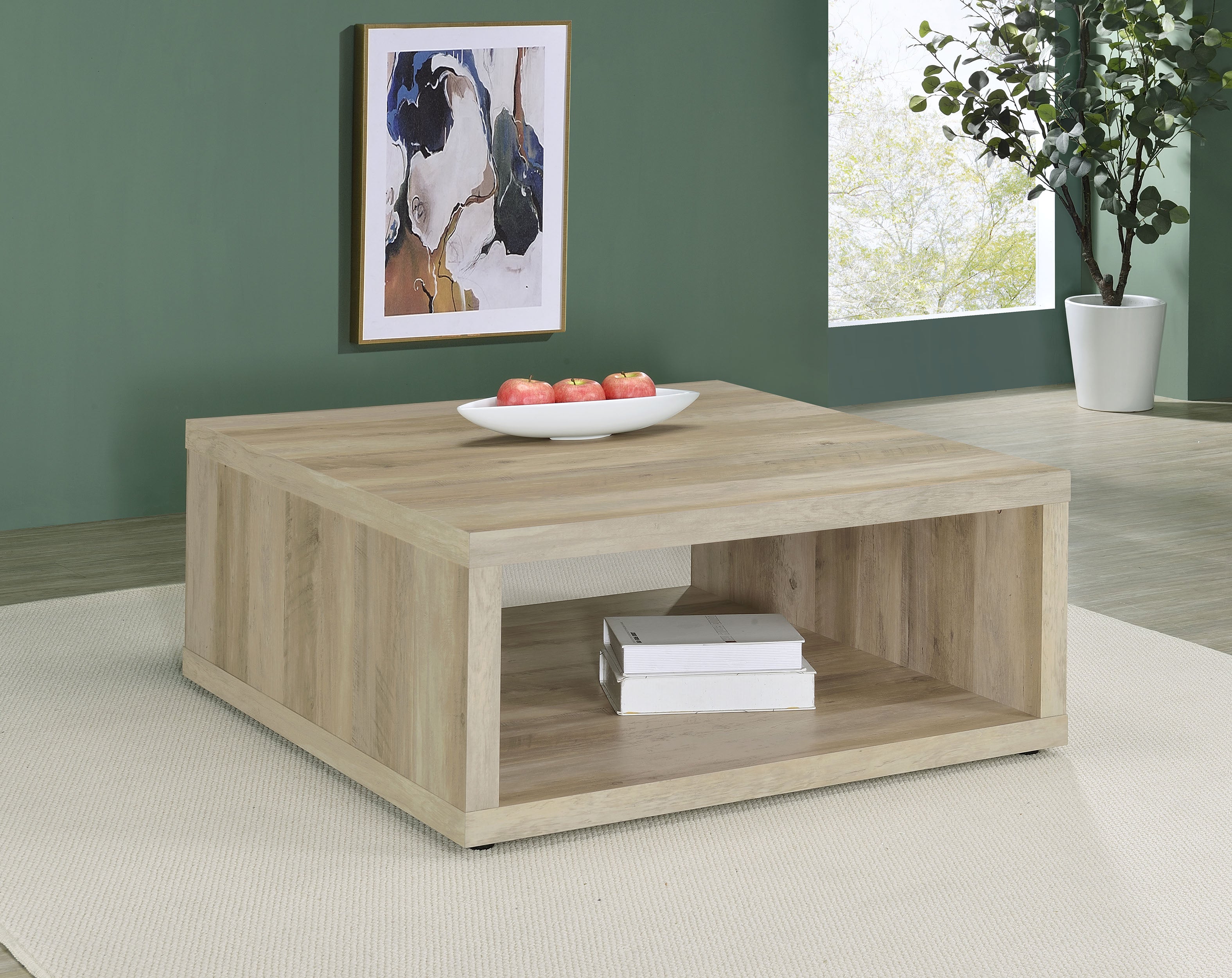 Frisco Square Engineered Wood Coffee Table Distressed Pine-