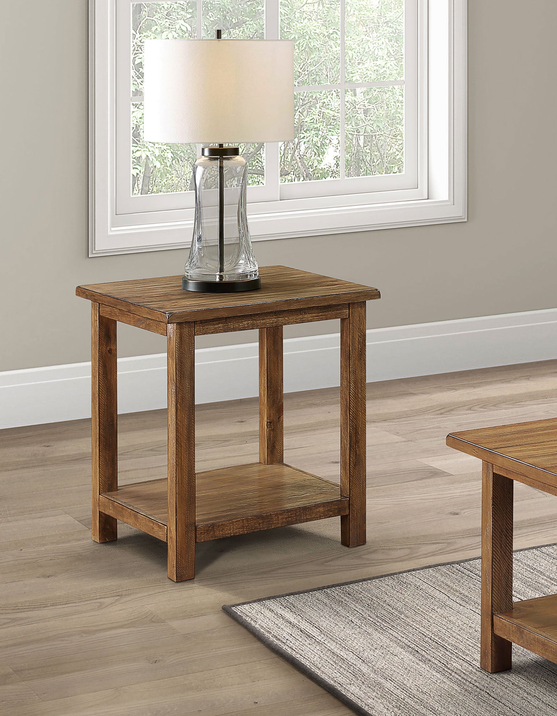 Payne Wood End Table with Shelf Distressed Brown-