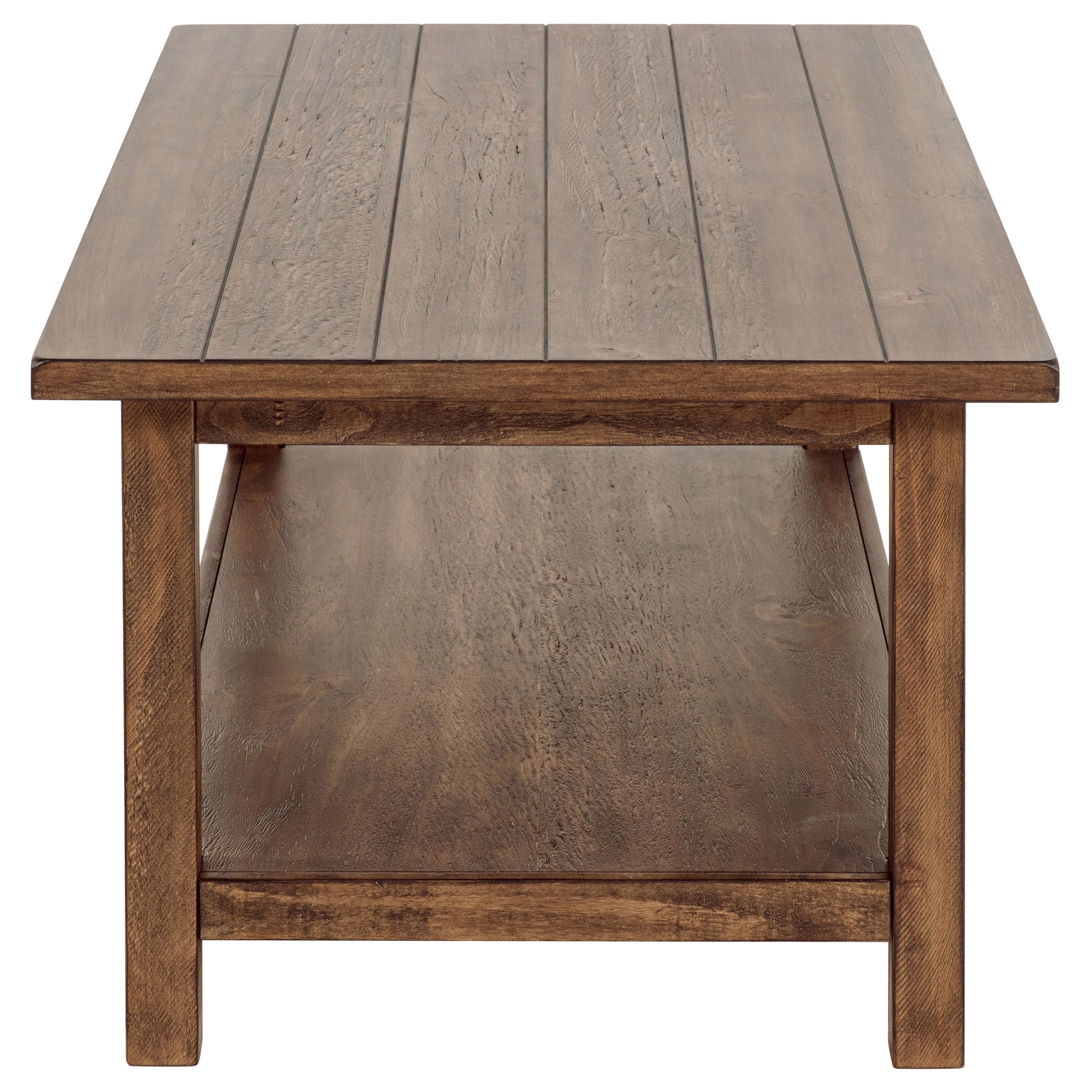 Payne Wood Coffee Table with Shelf Distressed Brown-