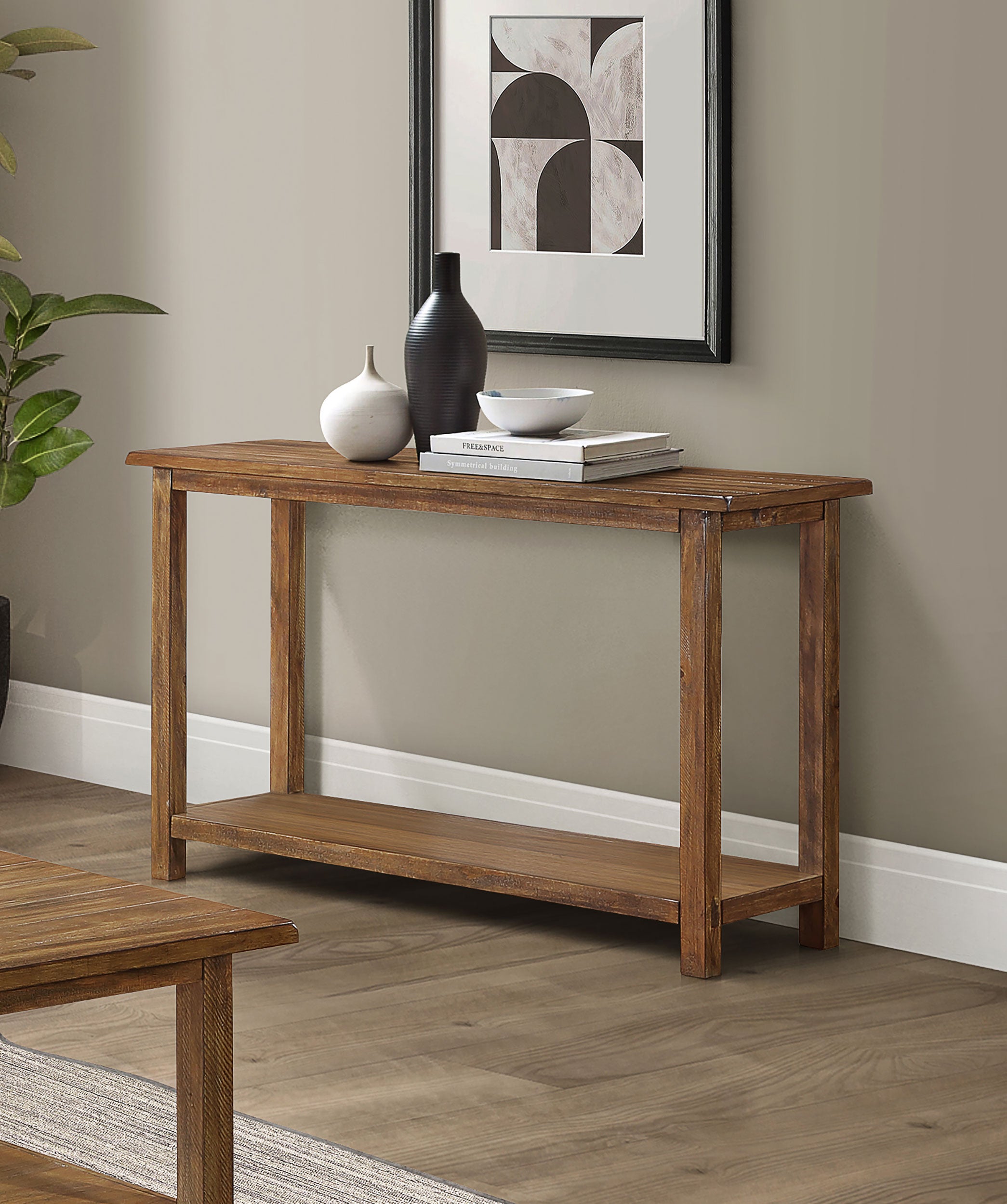 Payne Wood Entryway Sofa Console Table Distressed Brown-