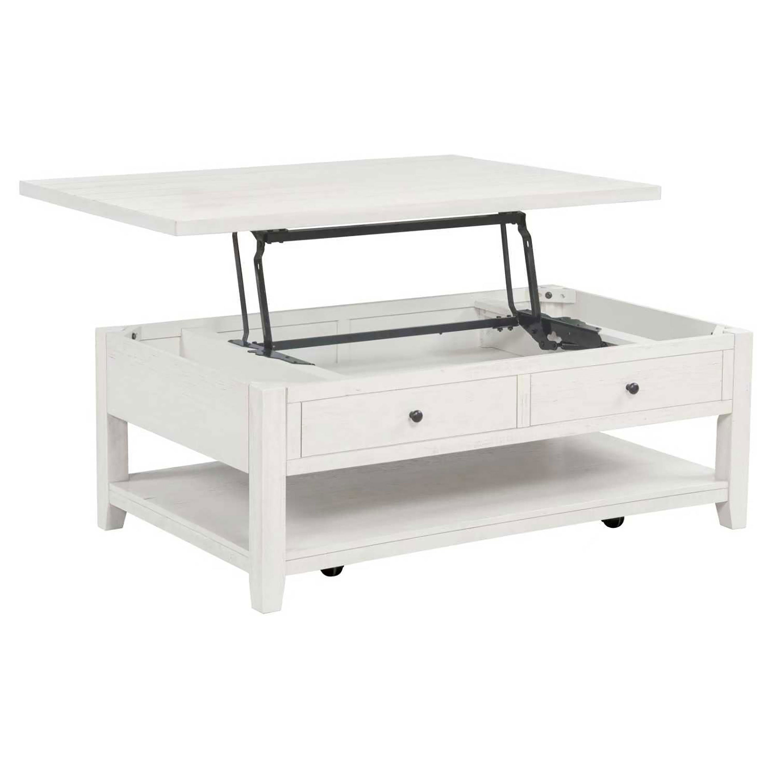 Payne 48-inch Mobile Lift Top Coffee Table Distressed White-