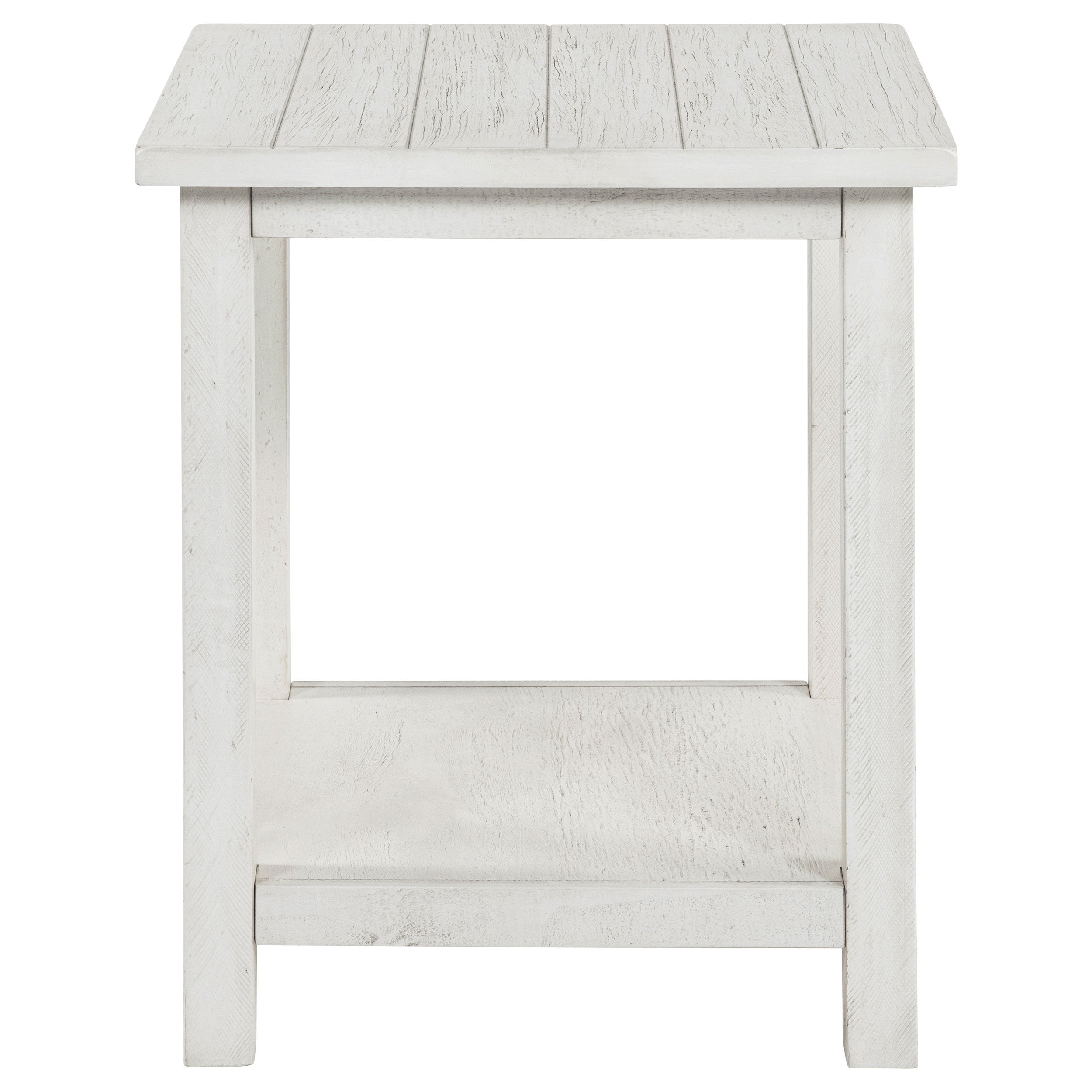 Payne Wood End Table with Shelf Distressed White-