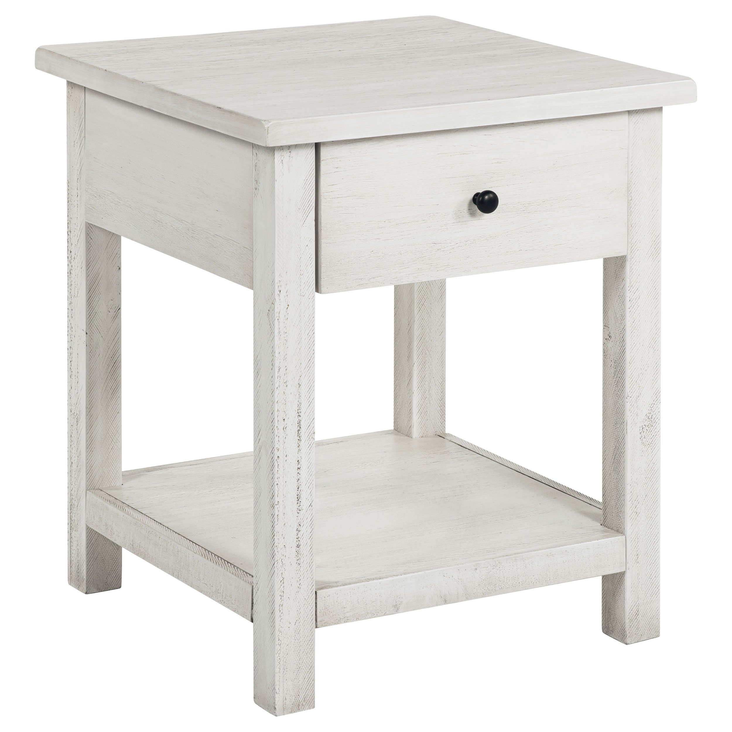 Payne 1-drawer Wood End Table with Shelf Distressed White-