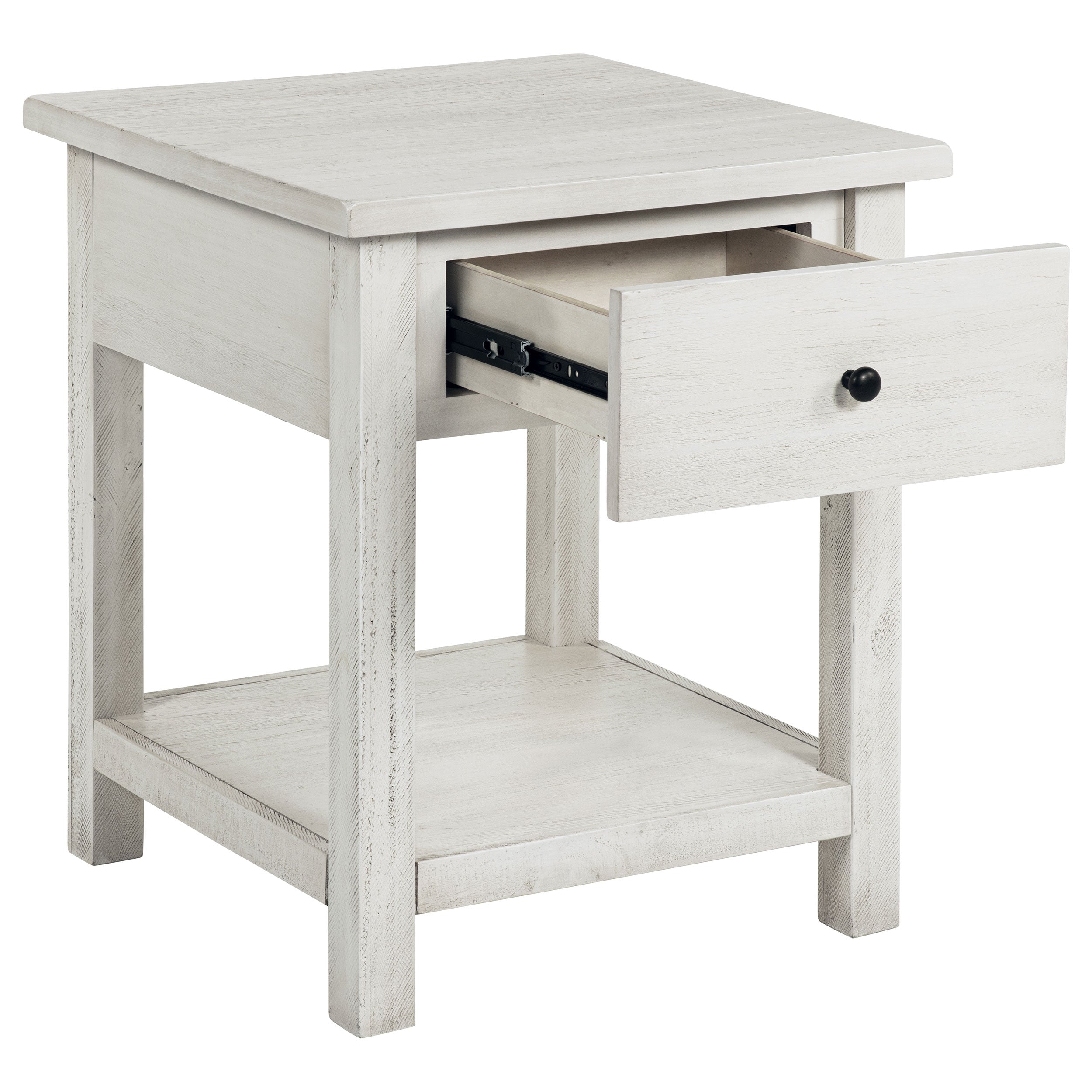 Payne 1-drawer Wood End Table with Shelf Distressed White-
