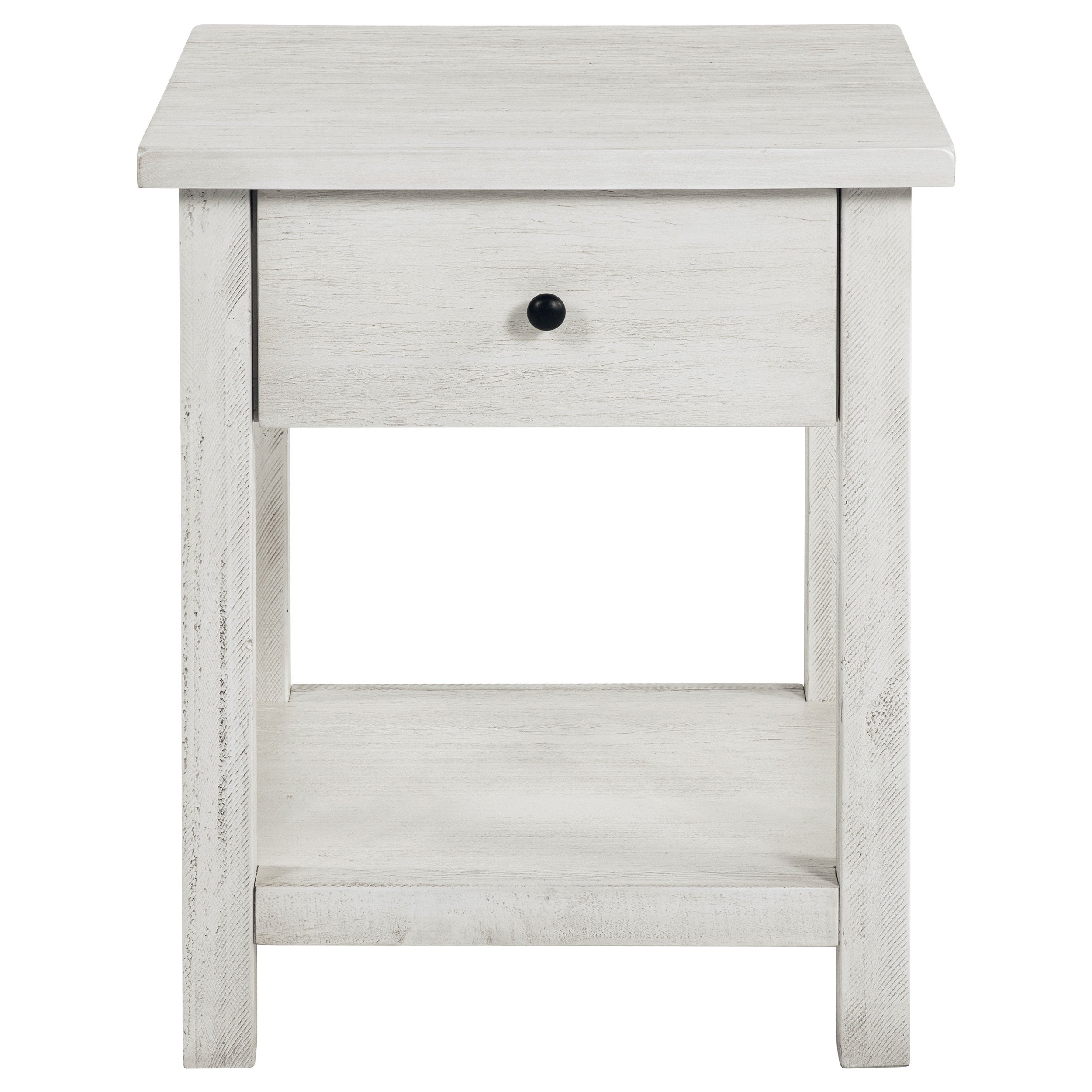 Payne 1-drawer Wood End Table with Shelf Distressed White-