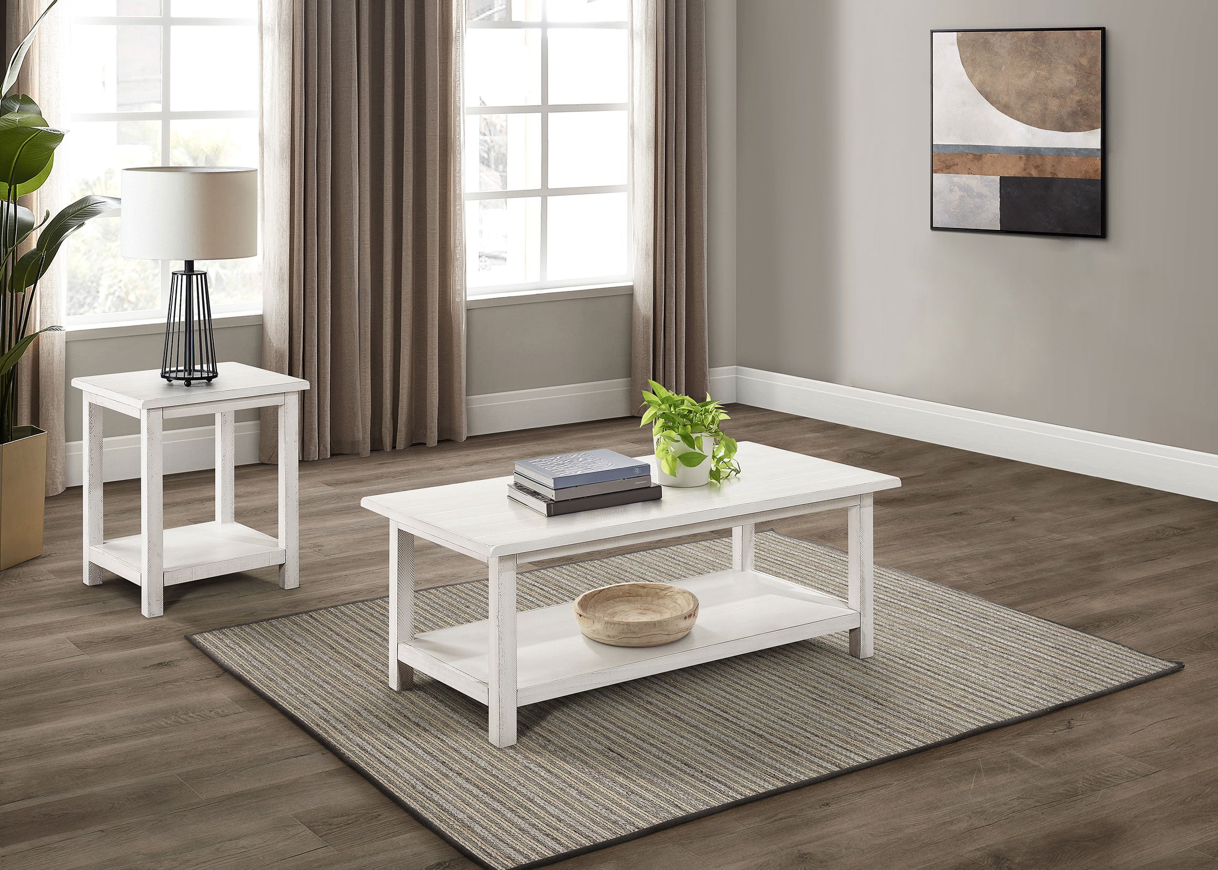 Payne 2-piece Coffee and End Table Set Distressed White-Coaster