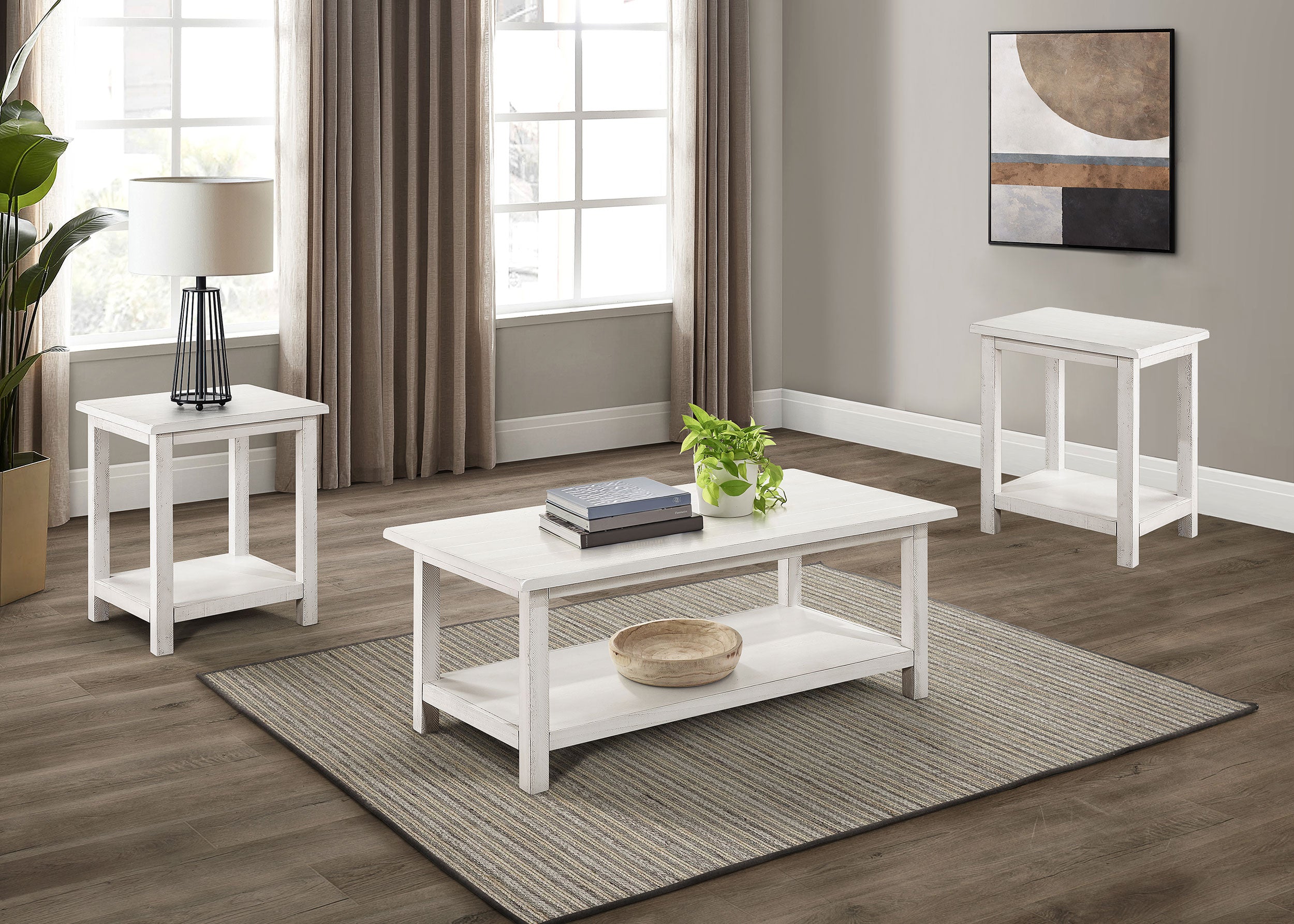 Payne 2-piece Coffee and End Table Set Distressed White-Coaster