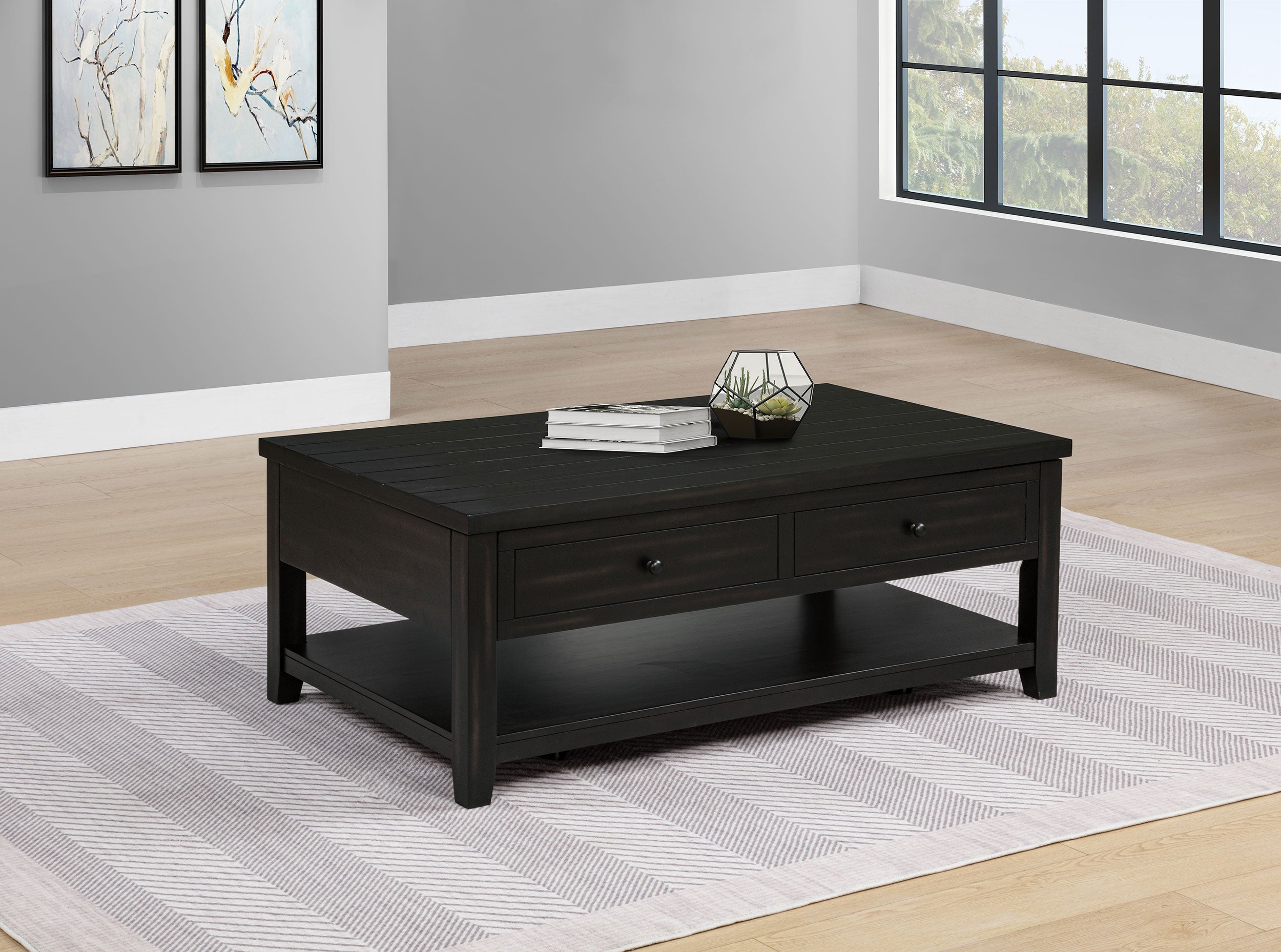 Payne 48-inch Mobile Lift Top Coffee Table Distressed Java-