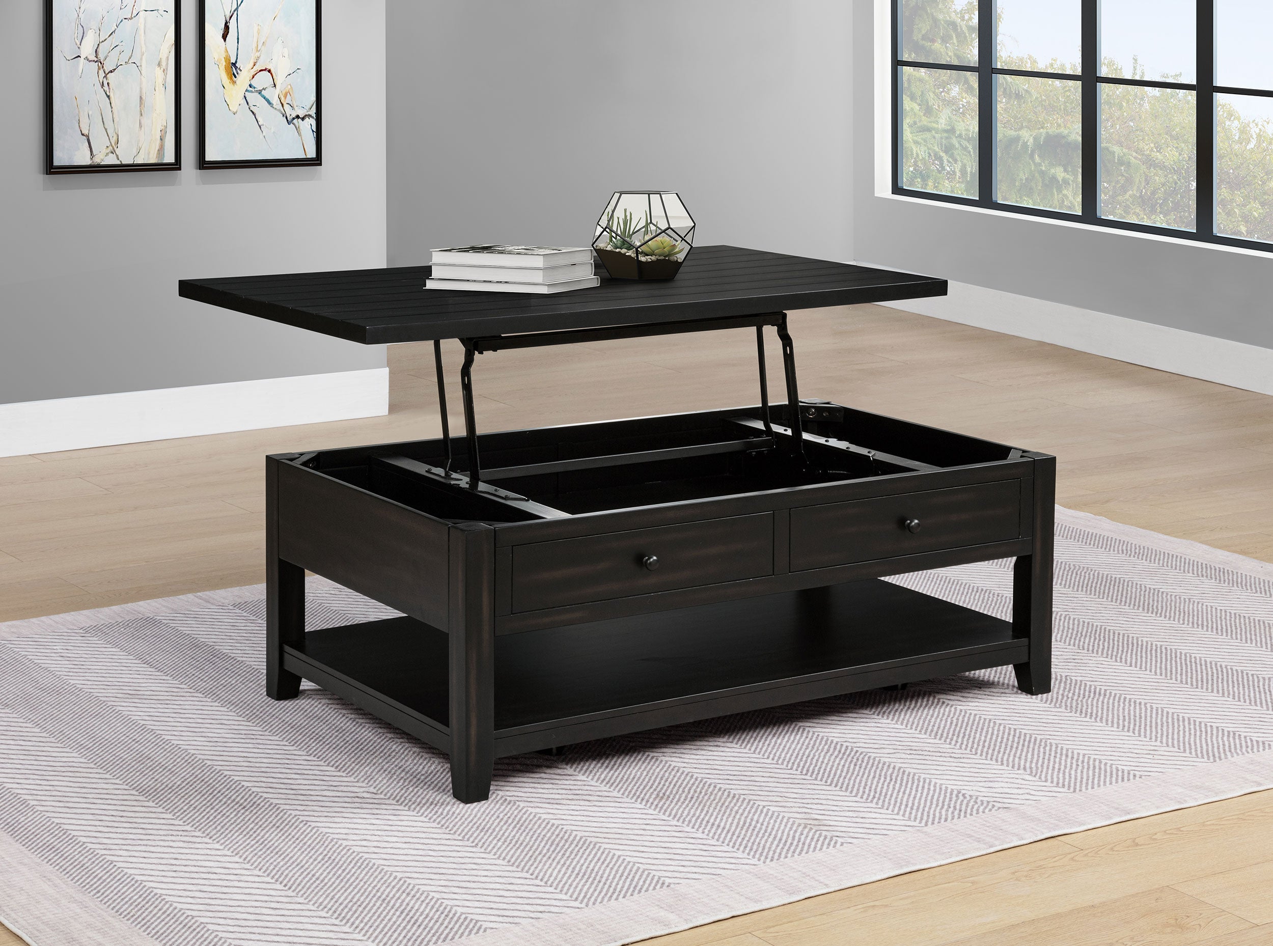 Payne 48-inch Mobile Lift Top Coffee Table Distressed Java-