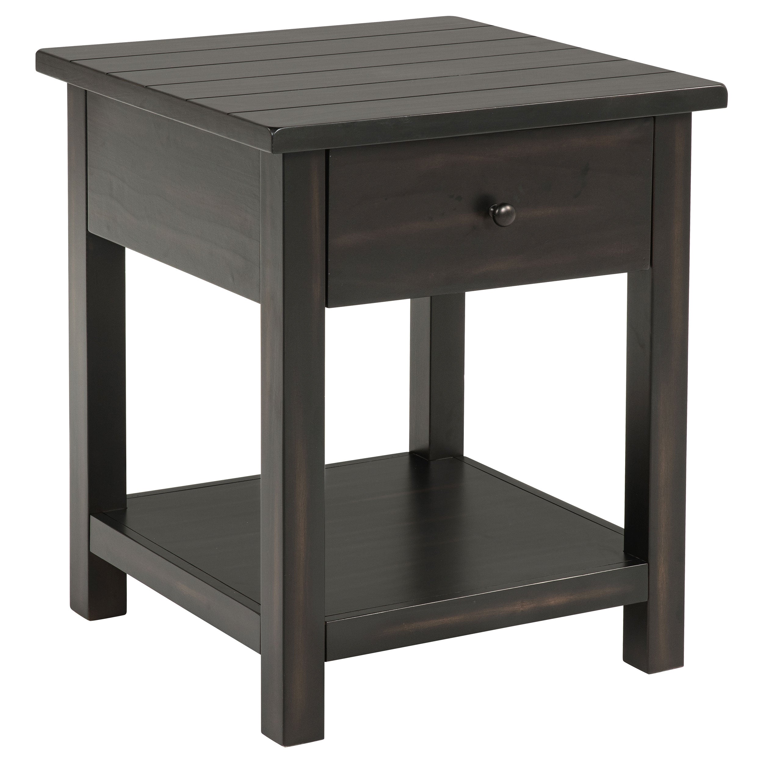 Payne 1-drawer Wood End Table with Shelf Distressed Java-