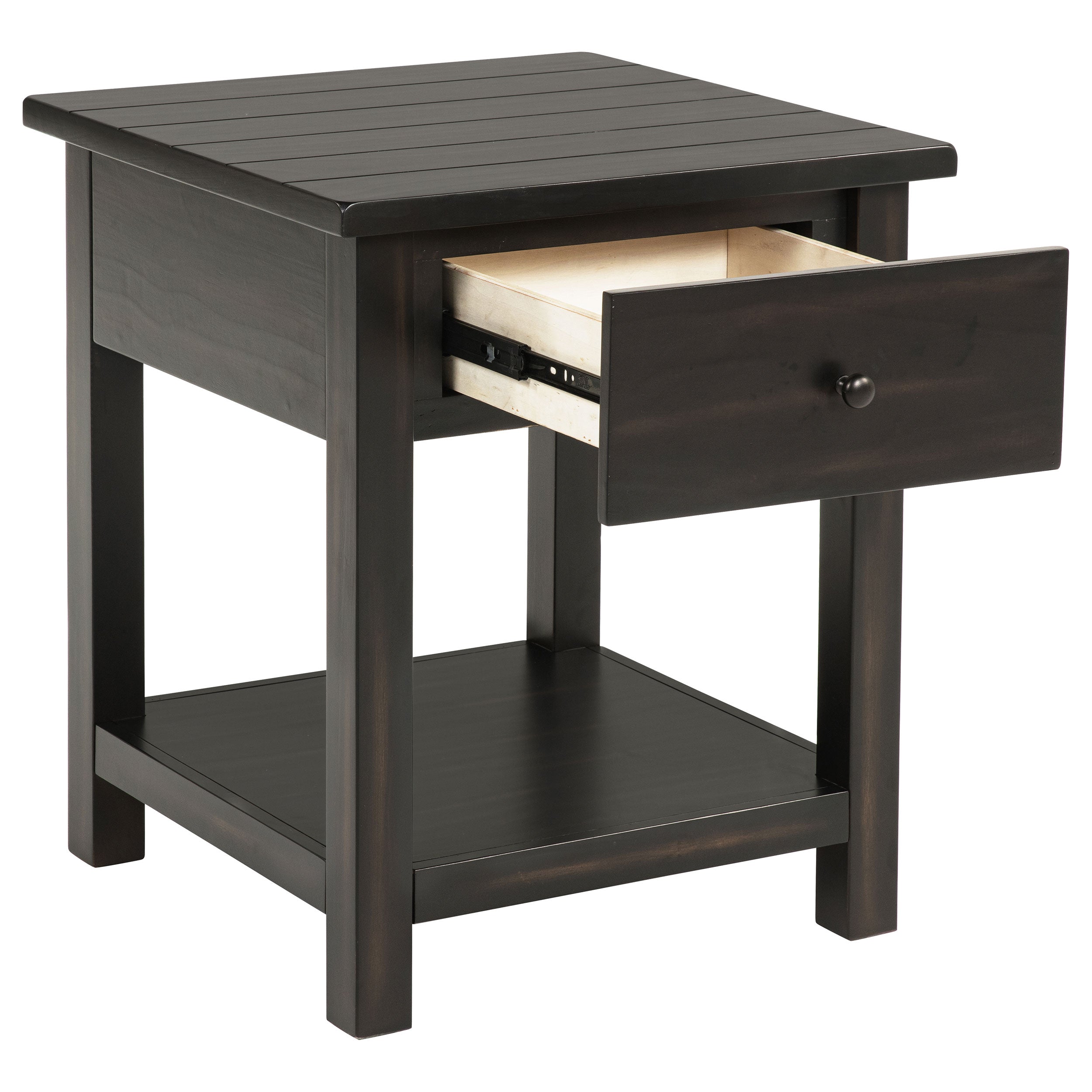 Payne 1-drawer Wood End Table with Shelf Distressed Java-