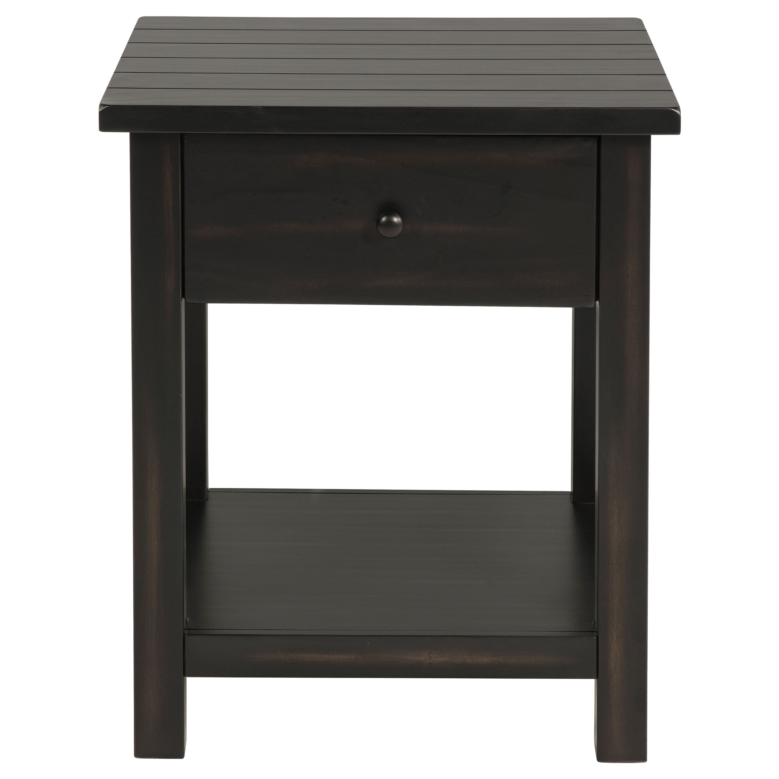 Payne 1-drawer Wood End Table with Shelf Distressed Java-