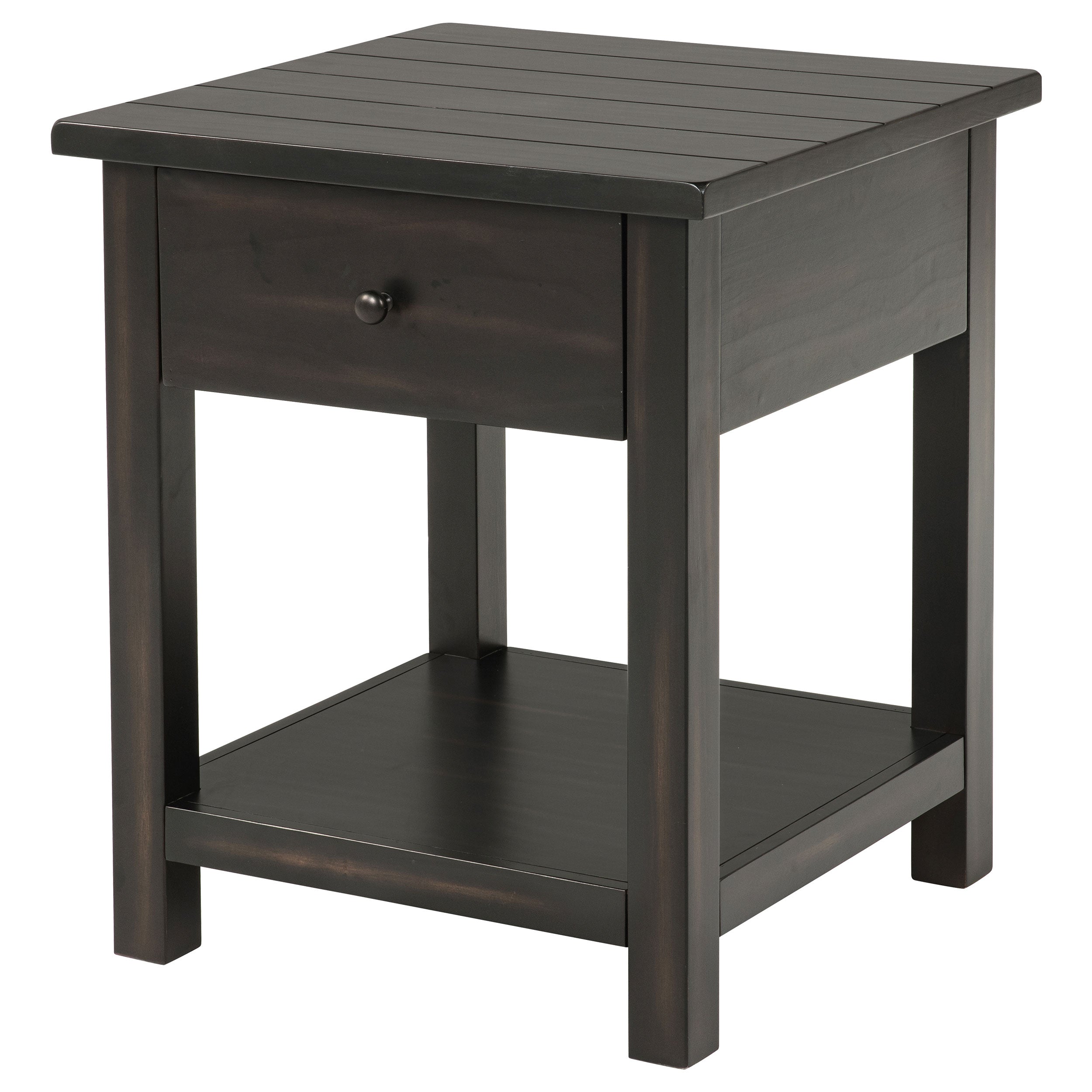 Payne 1-drawer Wood End Table with Shelf Distressed Java-