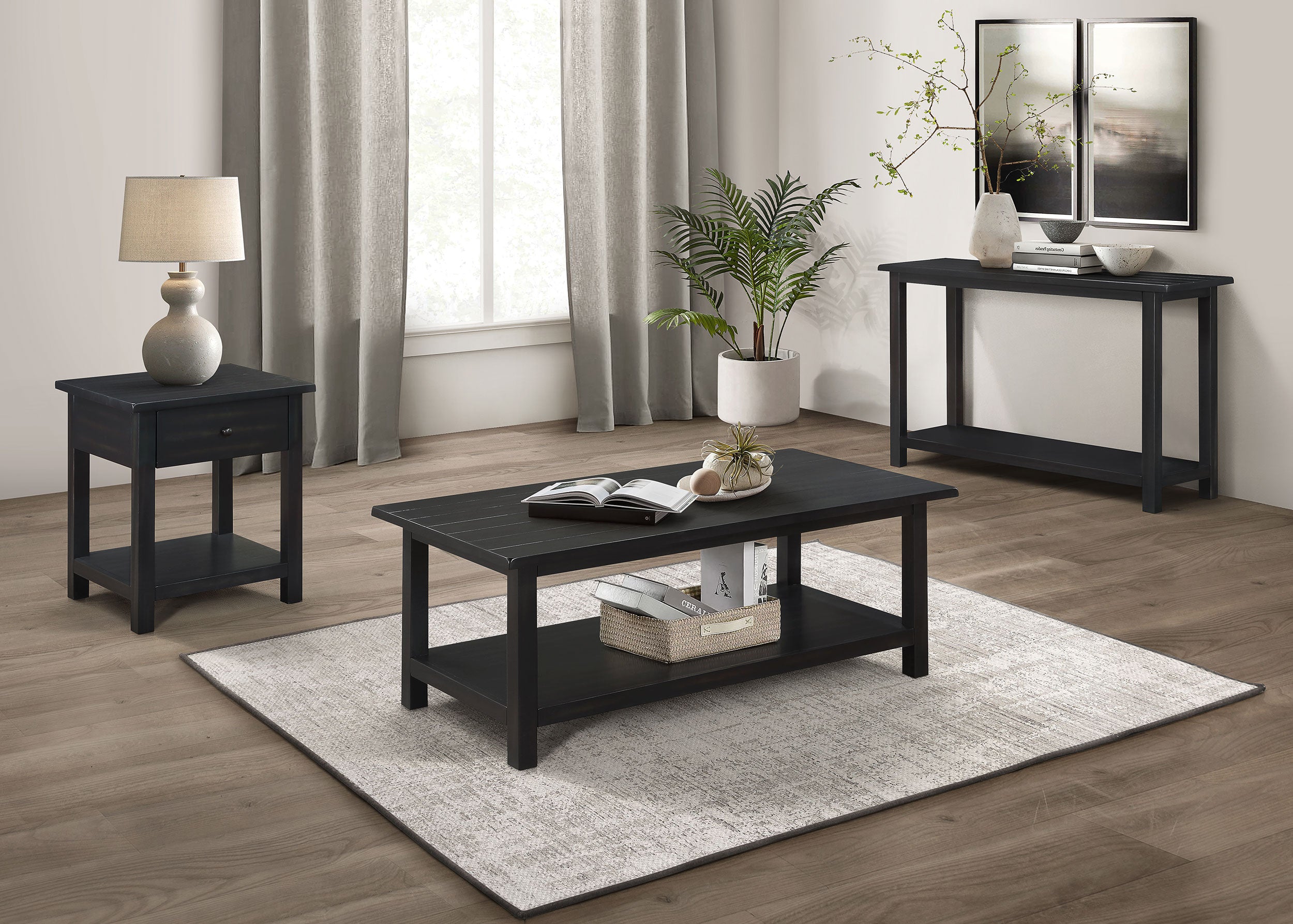 Payne 1-drawer Wood End Table with Shelf Distressed Java-