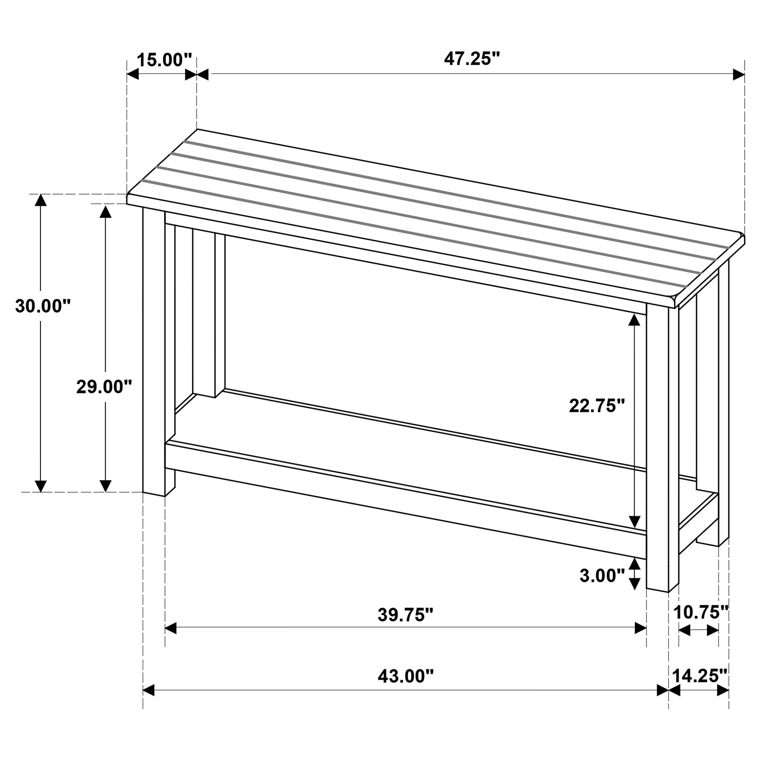Payne Wood Entryway Sofa Console Table Java-