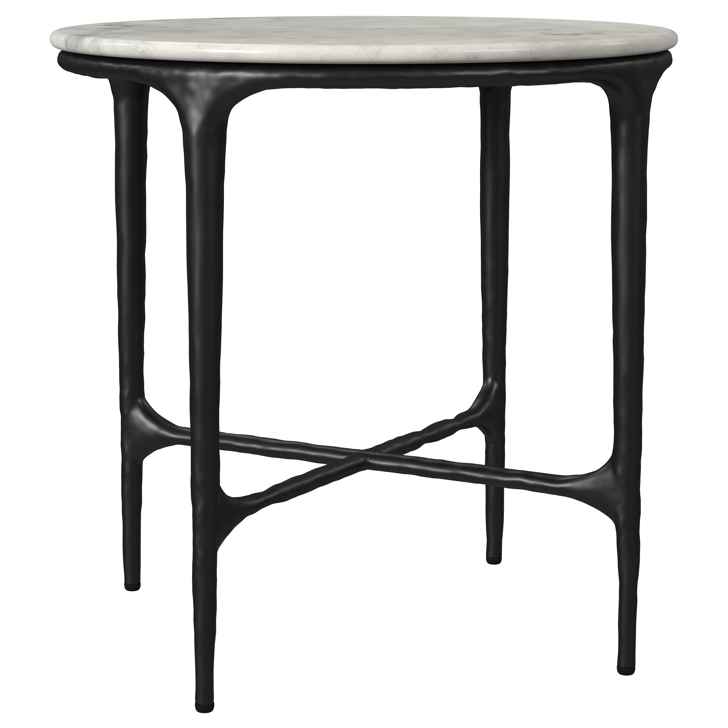 Hermas Round Genuine Marble Top Metal End Side Table White-