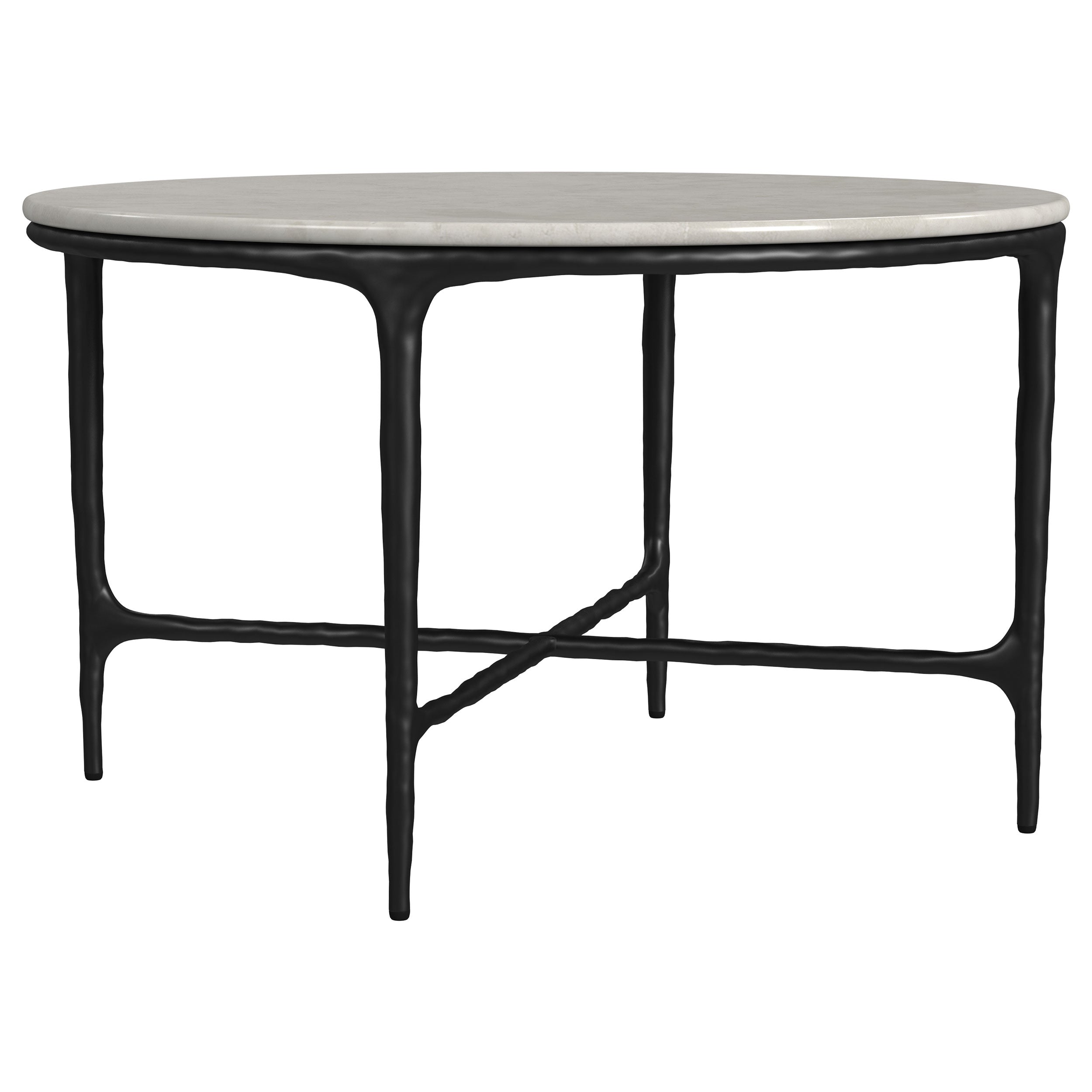 Hermas Round Genuine Marble Top Metal Coffee Table White-