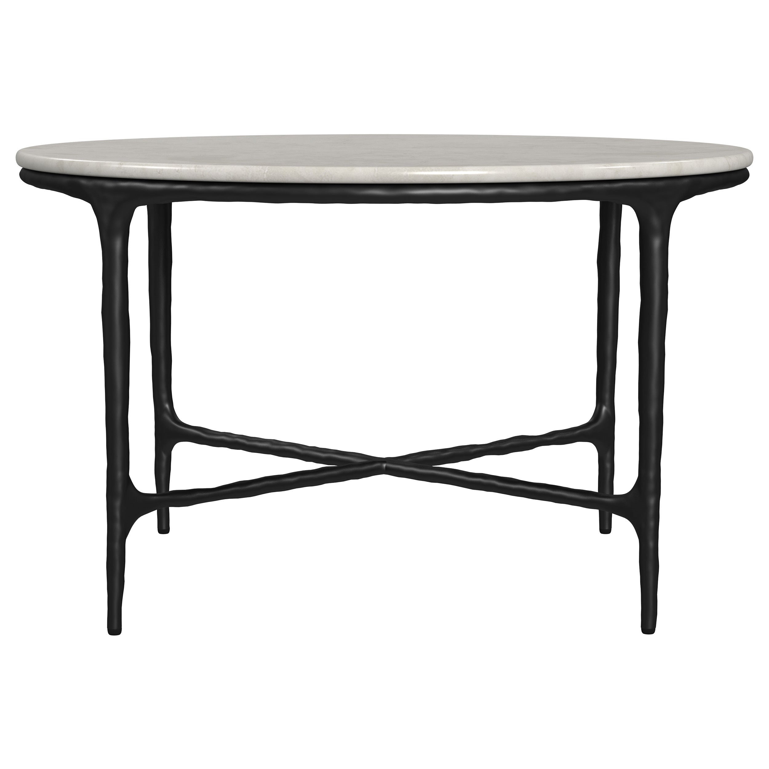 Hermas Round Genuine Marble Top Metal Coffee Table White-