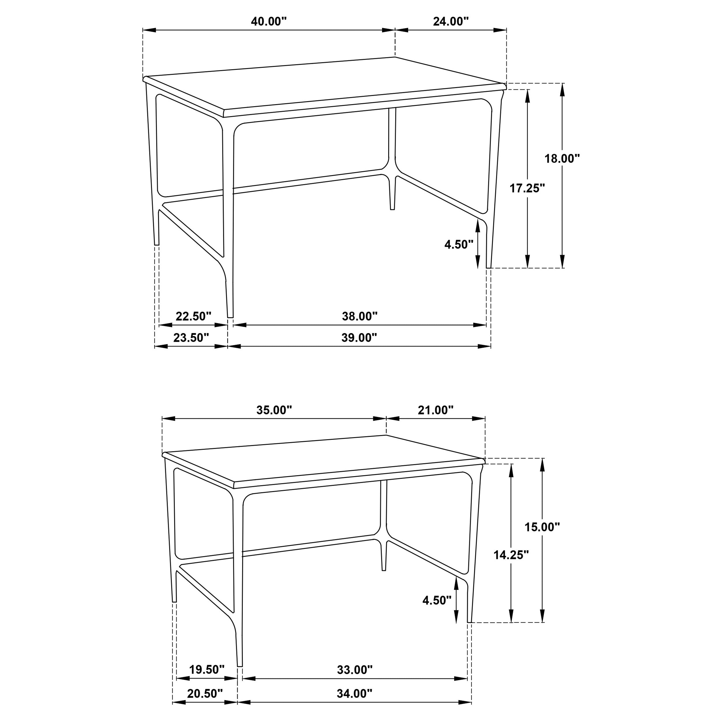 Ebby 2-piece Genuine Marble Top Nesting Coffee Tables White-