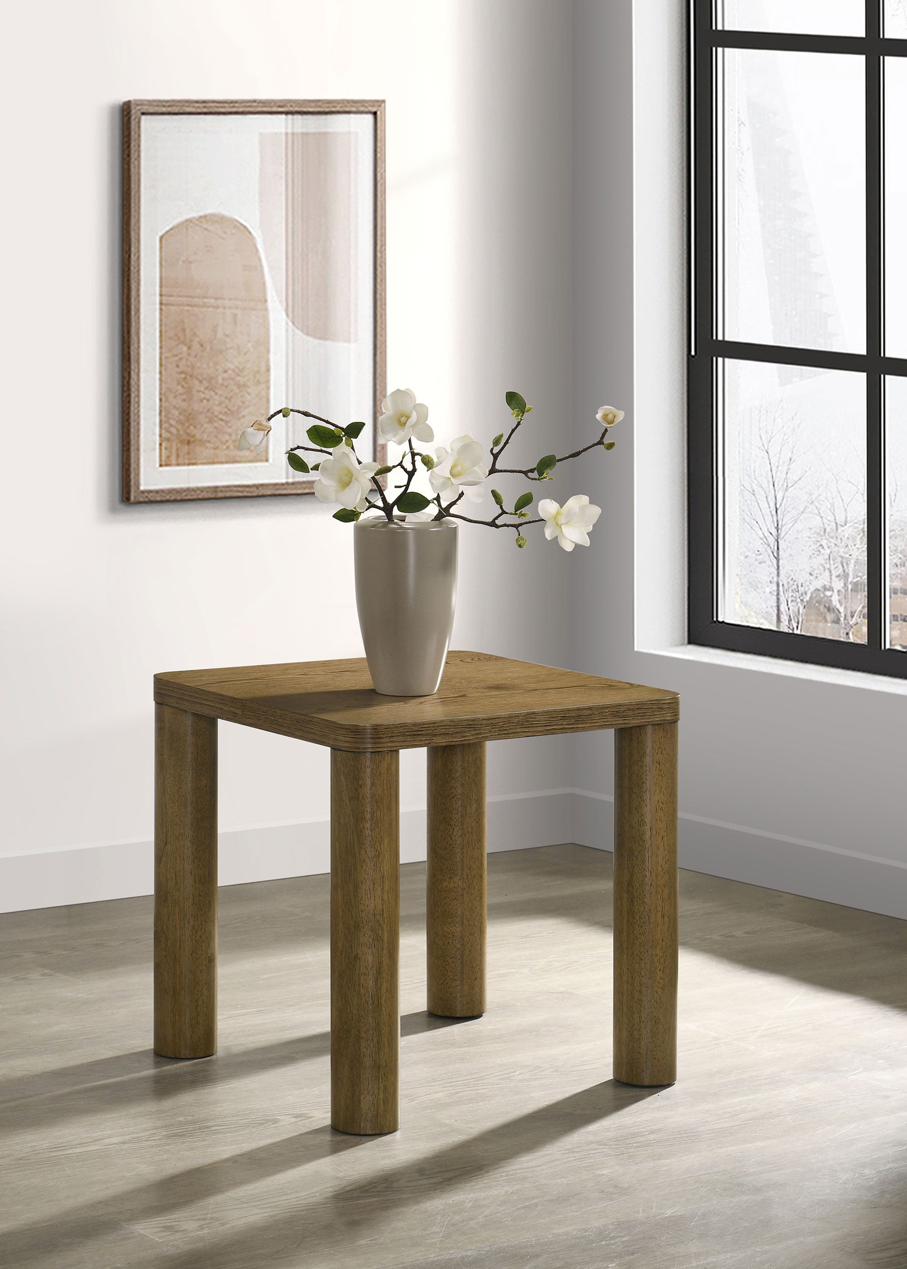 Castlewood Engineered Wood Accent Side End Table Brown Oak-