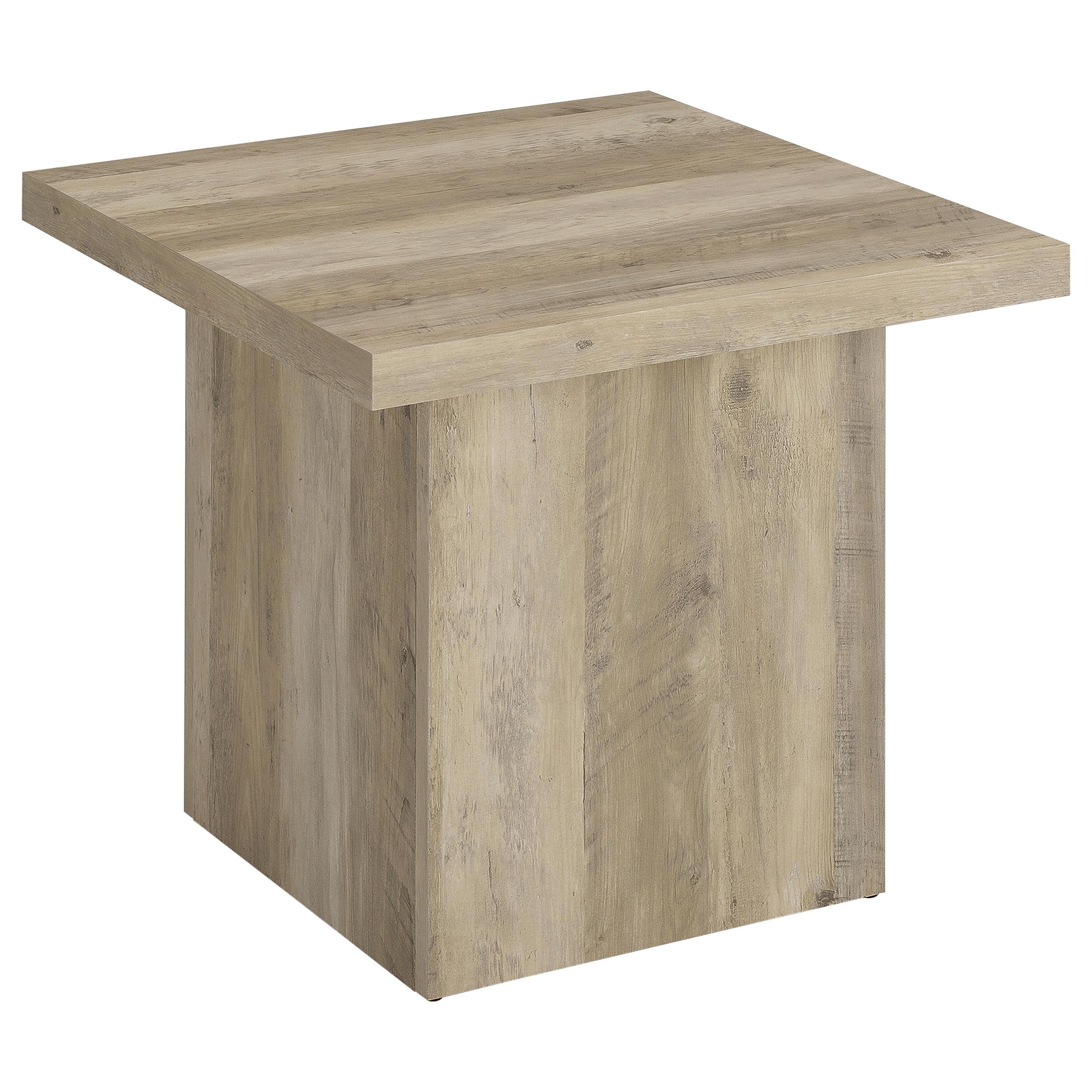 Devar Square Engineered Wood End Table Distressed Pine-