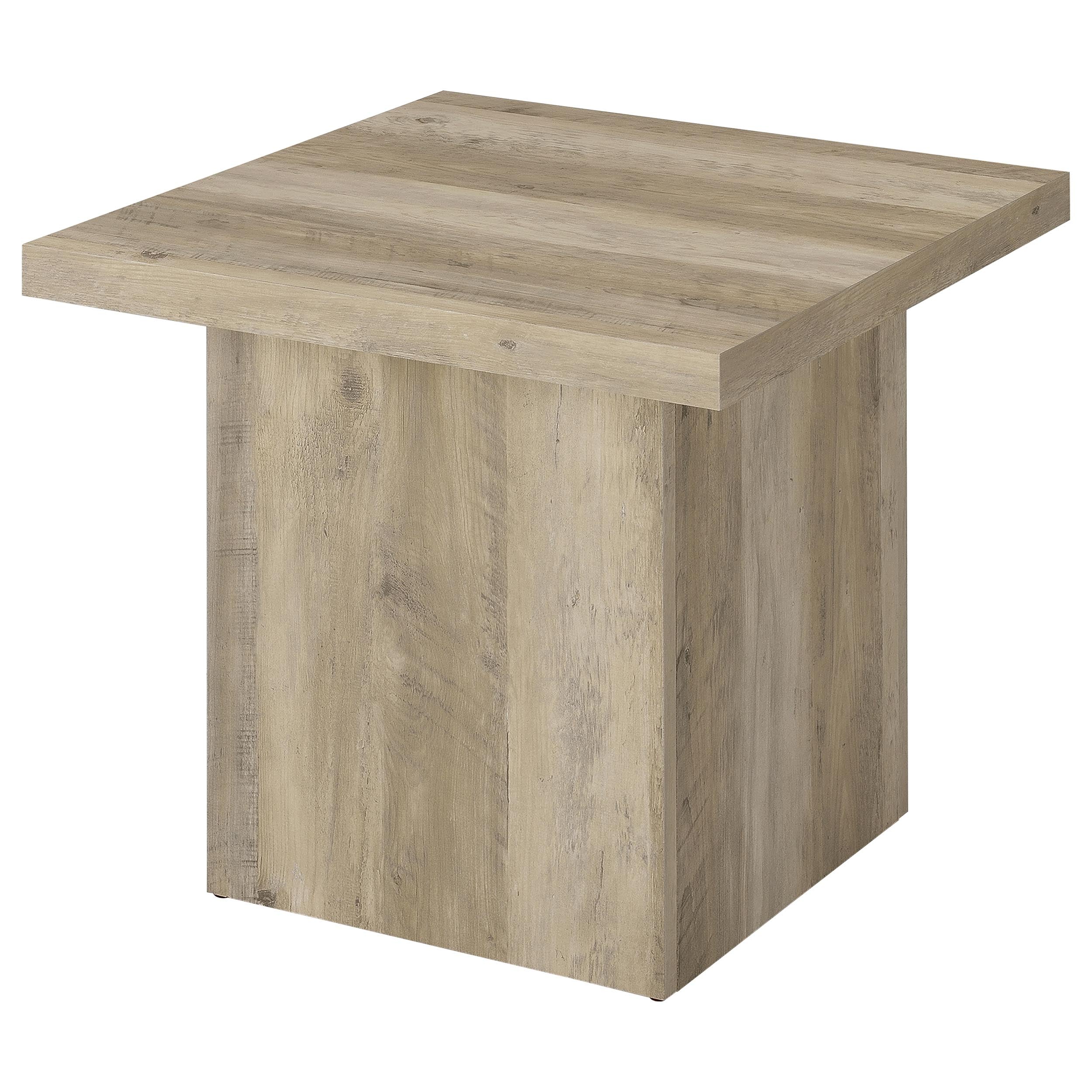 Devar Square Engineered Wood End Table Distressed Pine-