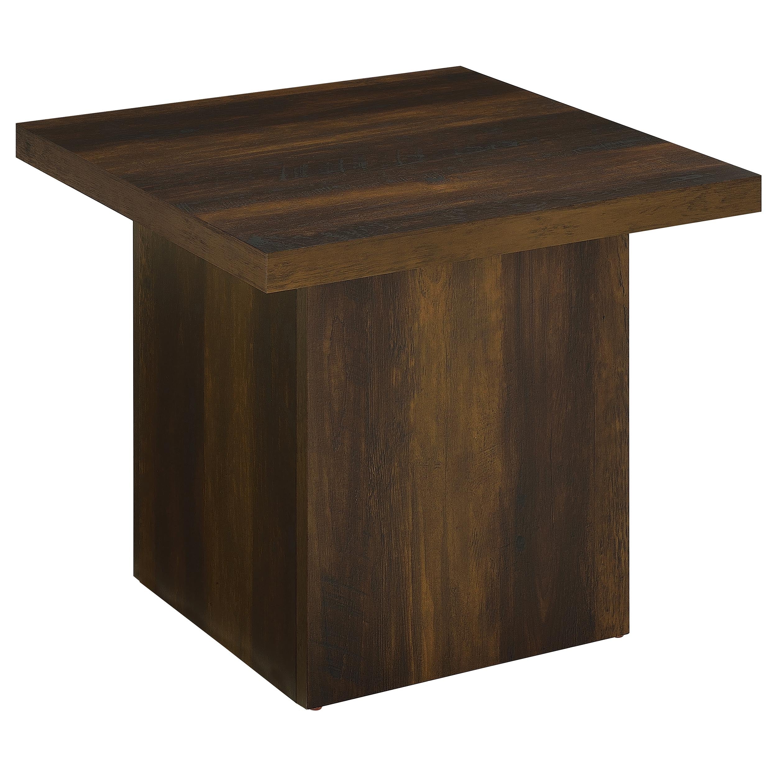 Devar Square Engineered Wood Side End Table Dark Pine-
