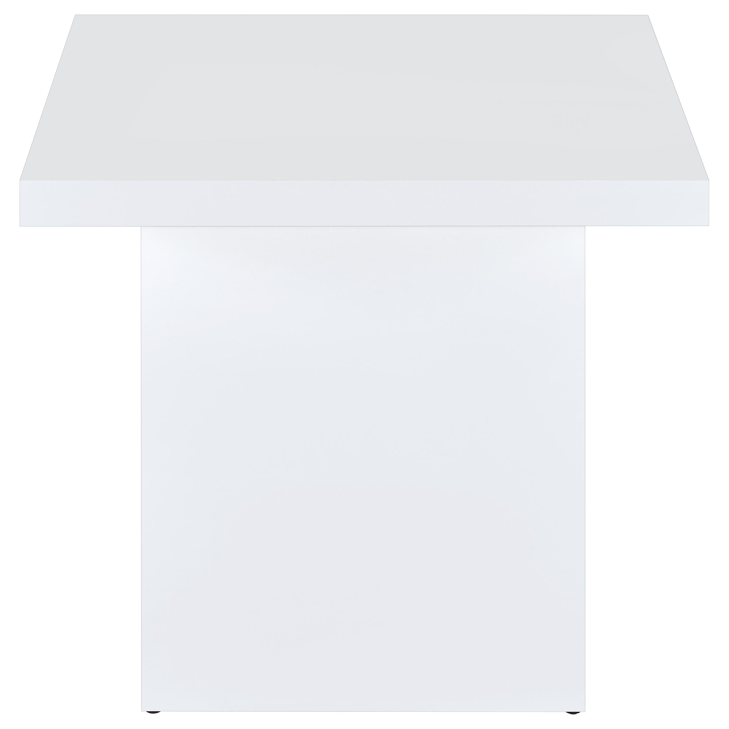 Devar Square Engineered Wood Side End Table White High Gloss-