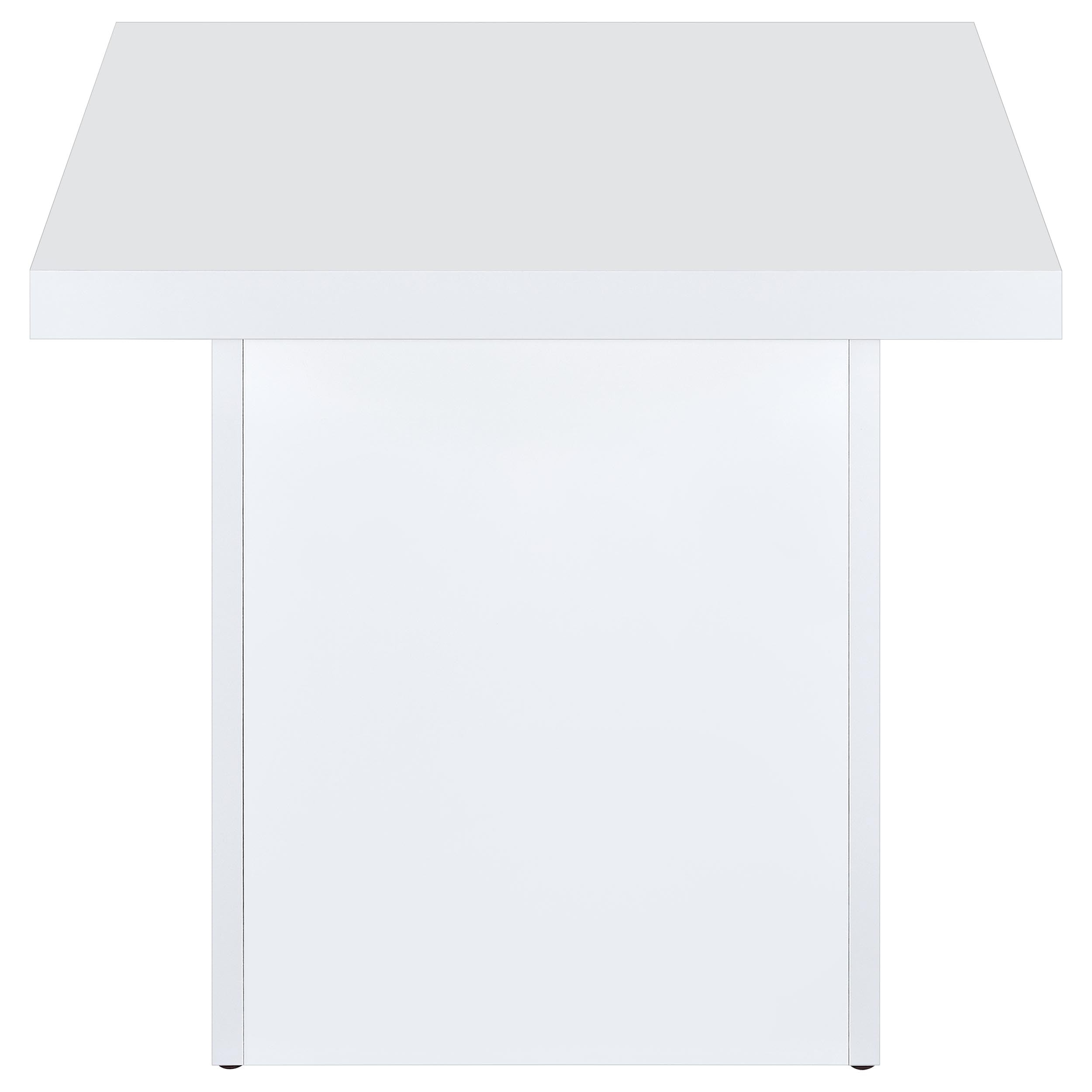 Devar Square Engineered Wood Side End Table White High Gloss-