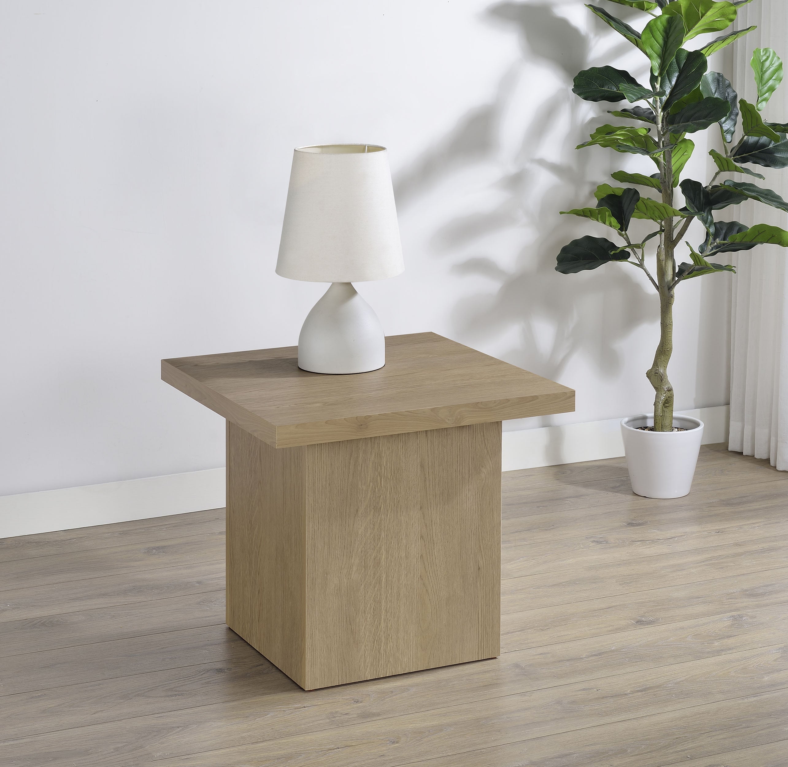 Devar Square Engineered Wood Side End Table Latte-