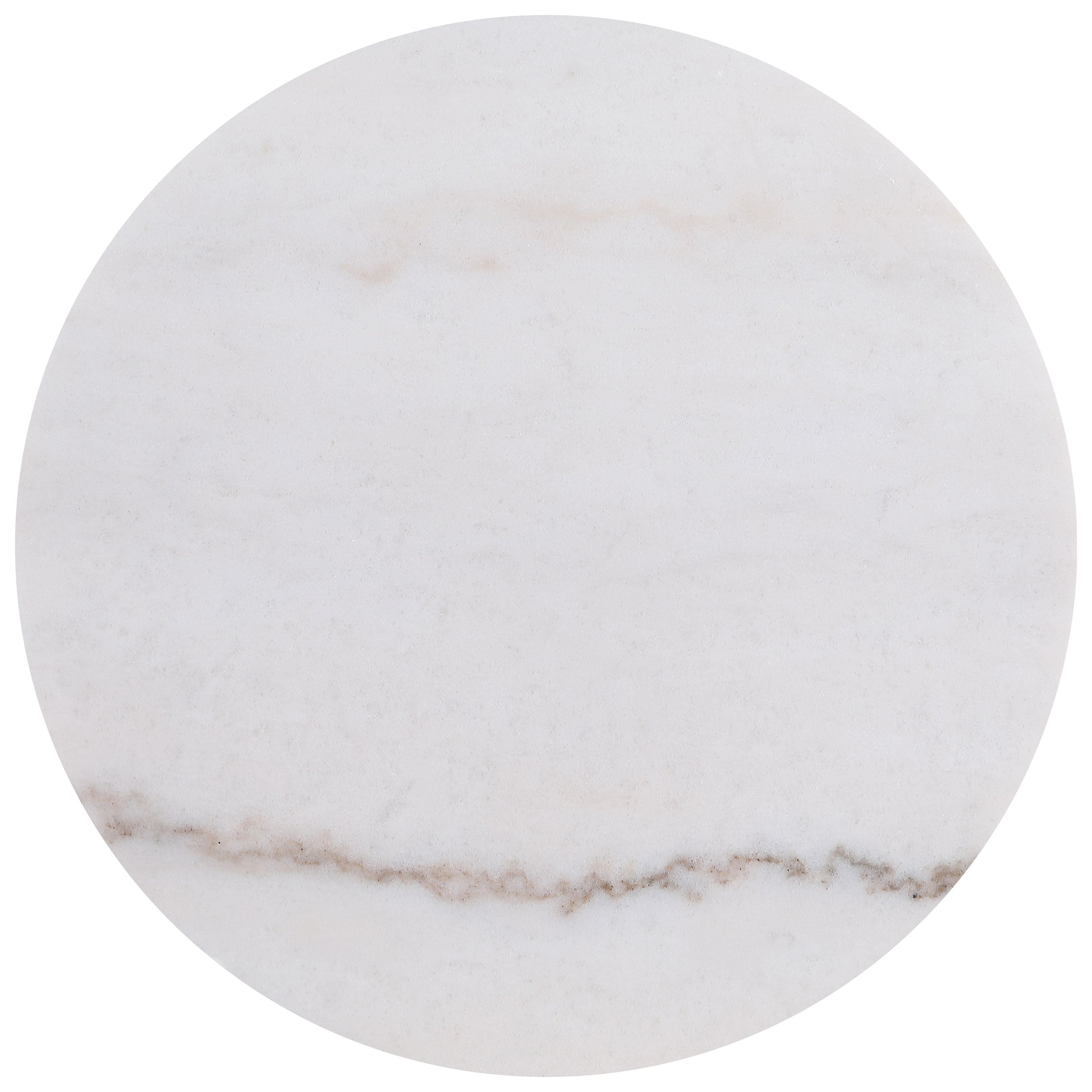 Jason Round White Marble Top Side End Table Honey Brown-