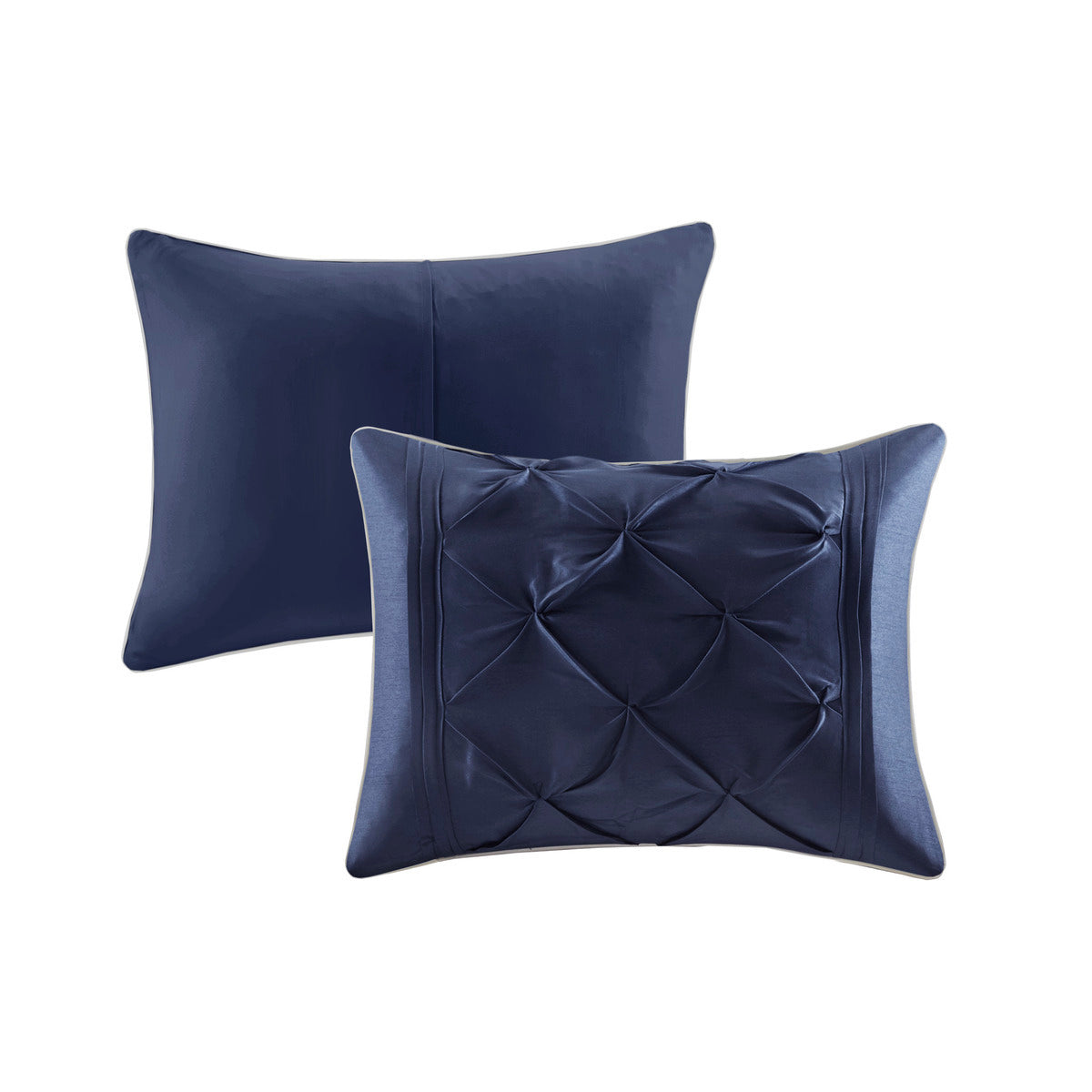 7 Piece Tufted Comforter Set Navy King