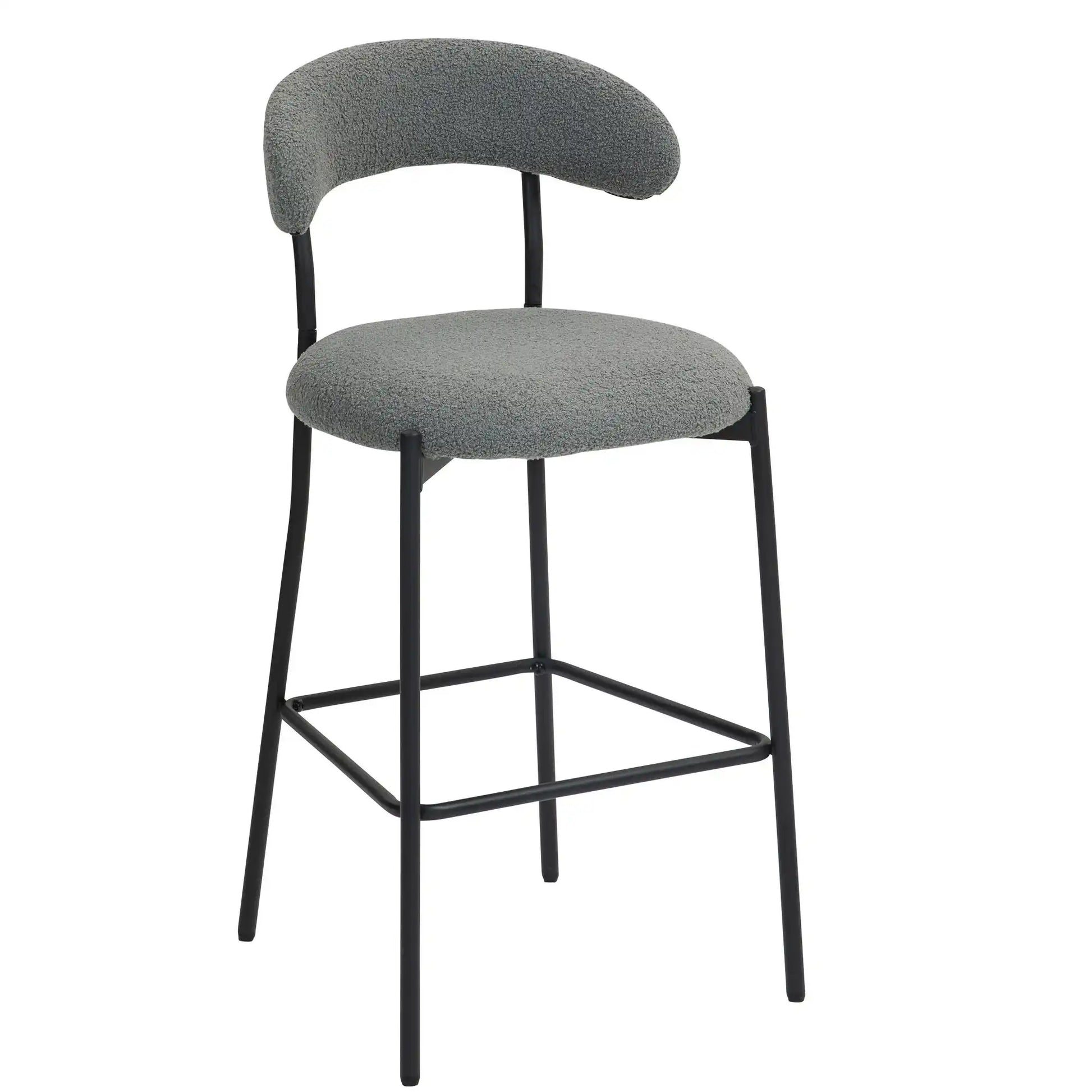 Tessa Modern Grey Boucle Stool - Best Buy Furniture