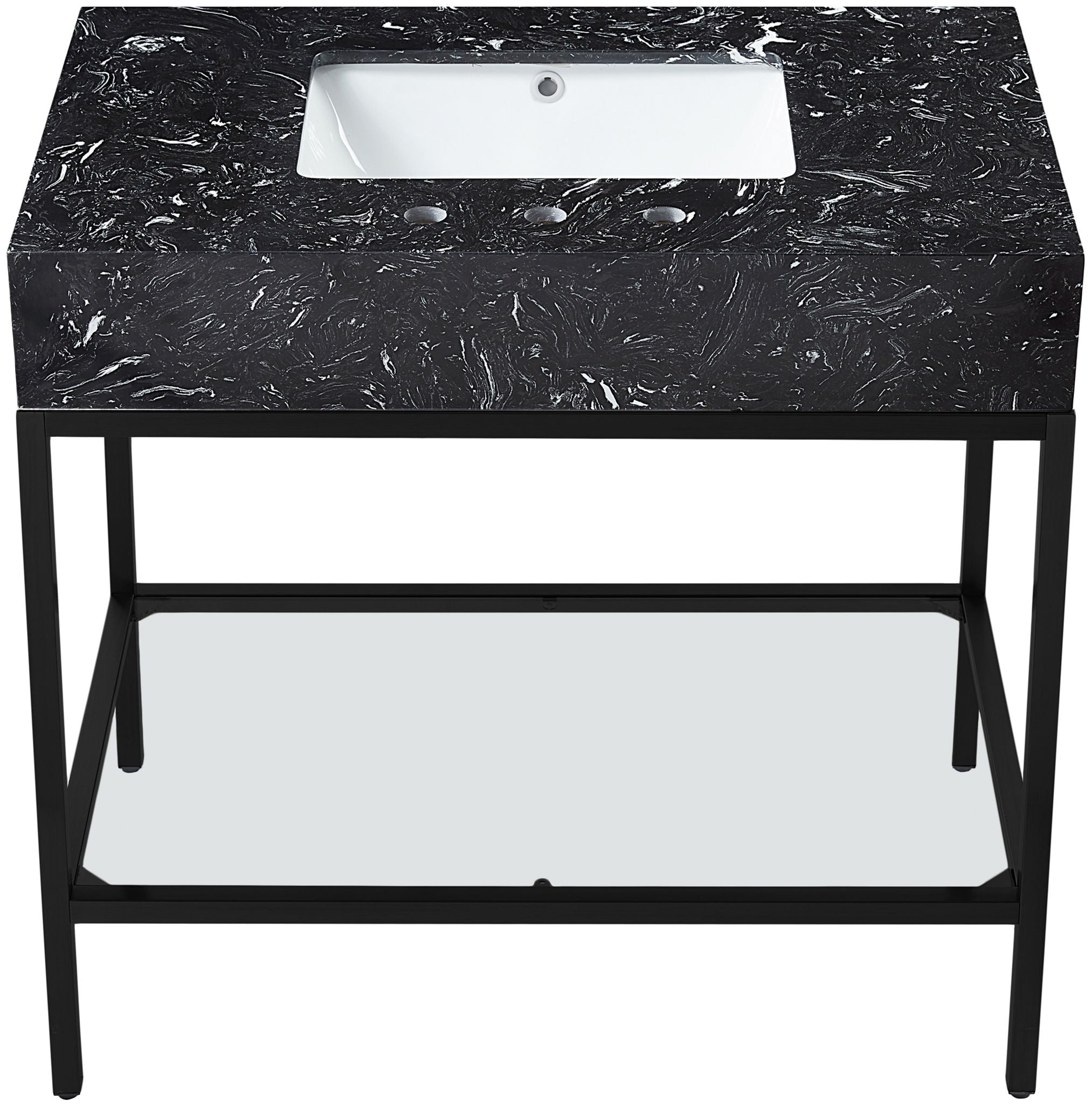 Marmo - Engineered Marble Bathroom Vanity With Black Base