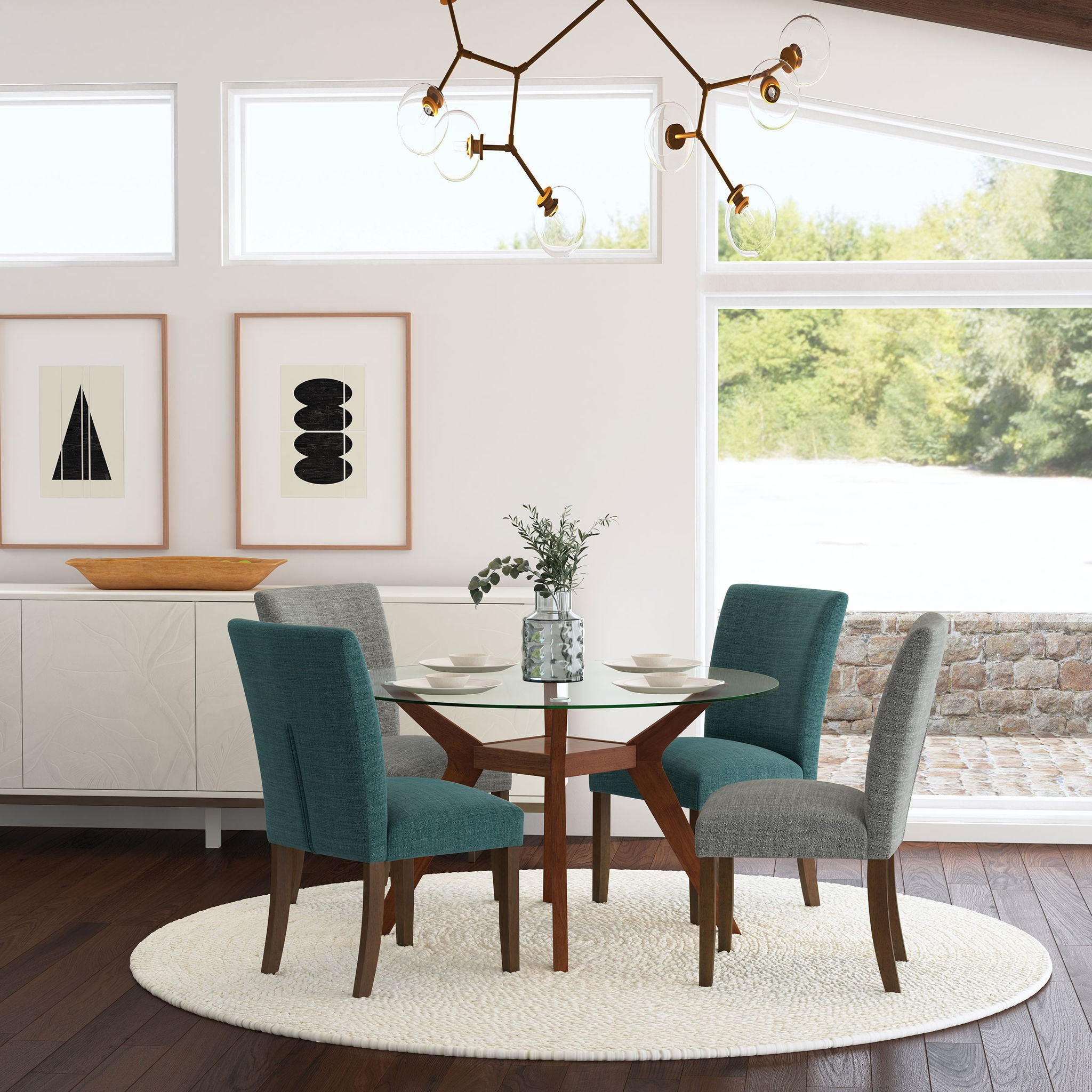 Luxe Upholstered Dining Side Chairs With Gently Curved Back (Set of 2)