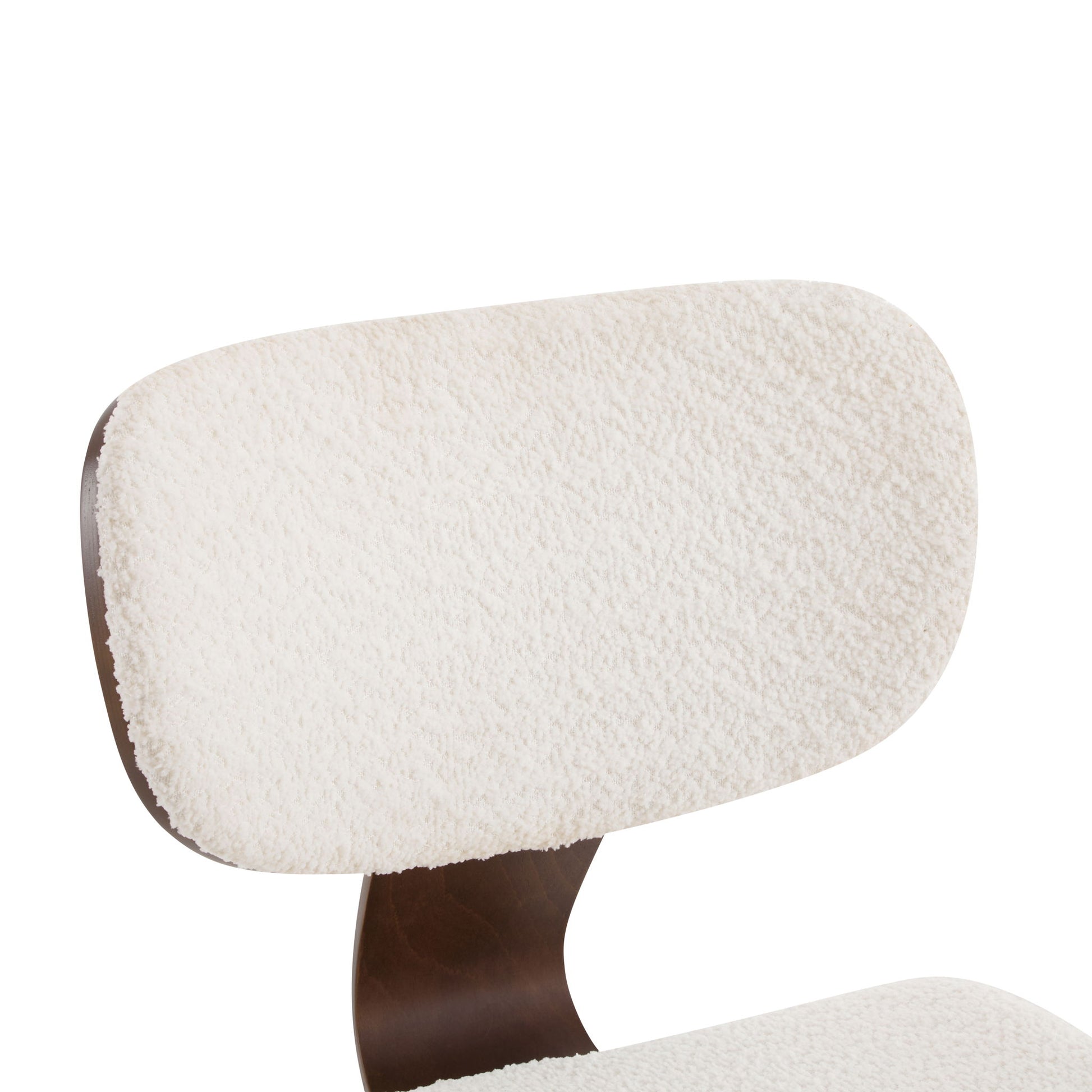 Modern Boucle Fabric Upholstered Side Chair, Bentwood Frame - White / Walnut - Best Buy Furniture