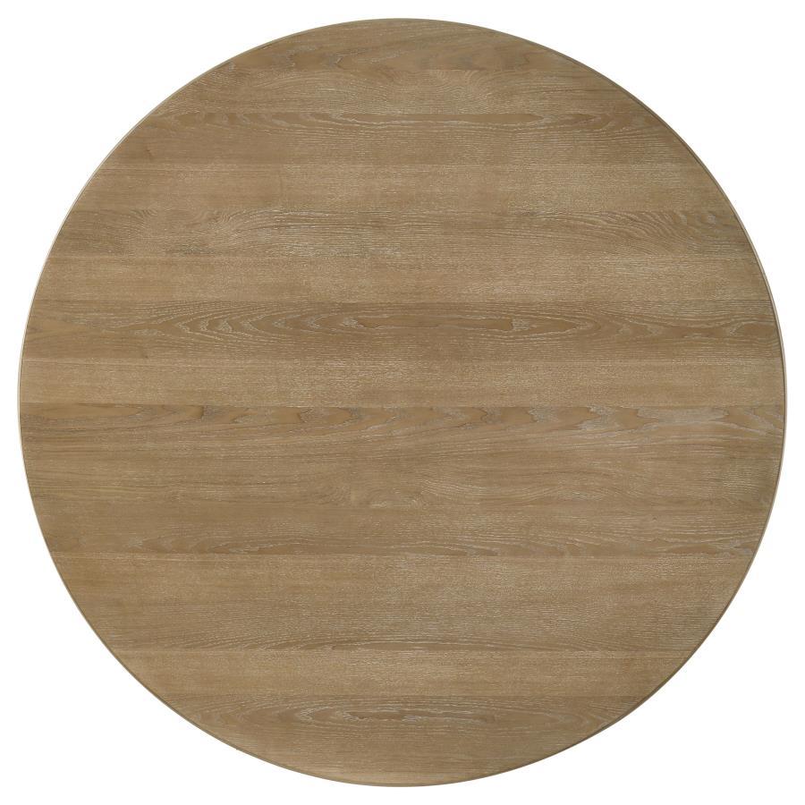 Adina - 5 Piece Round Dining Table Set - Barley / Distressed Light Brown