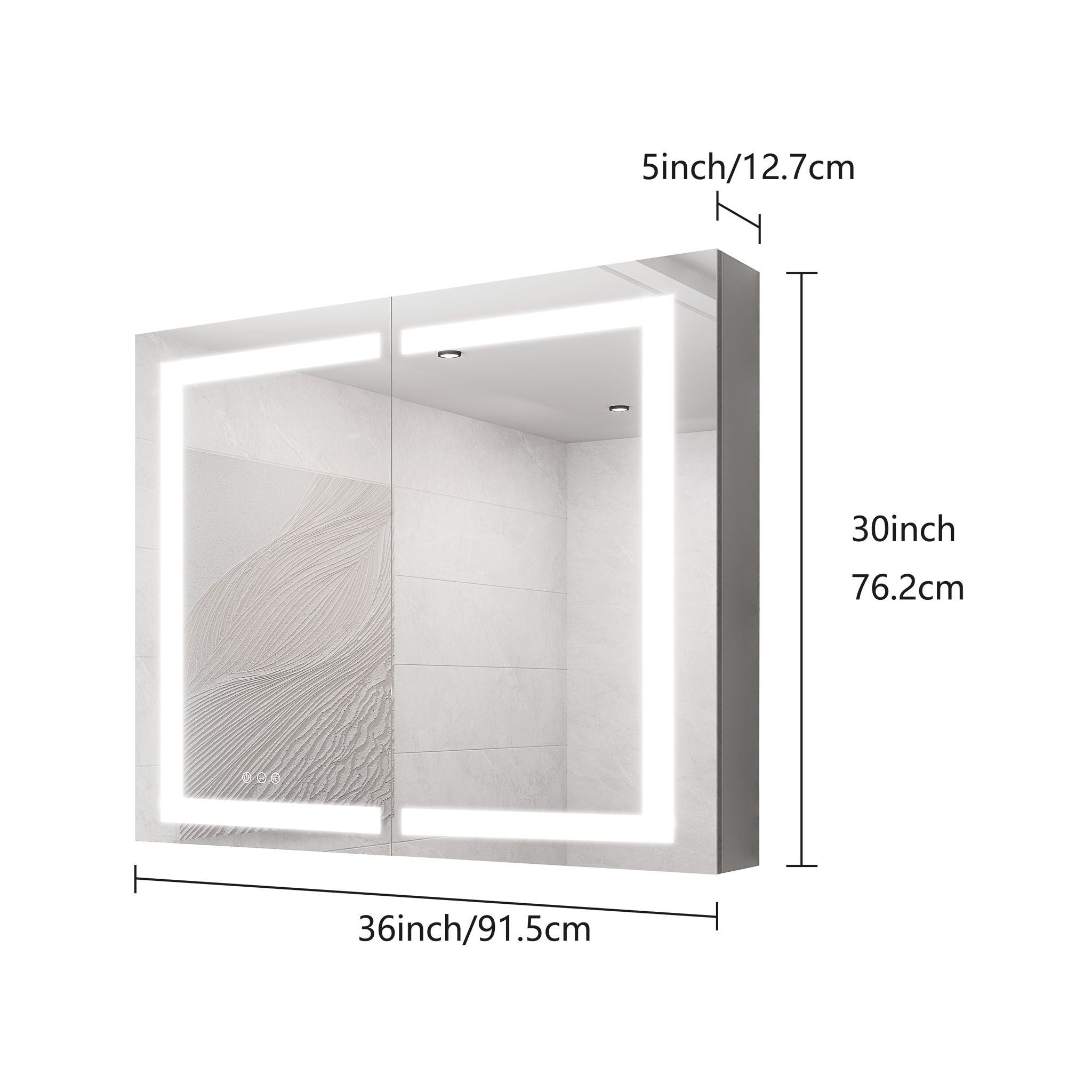 Medicine Cabinet With LED Vanity Mirror, Anti-Fog, Waterproof, Dimmable With Touch Switch