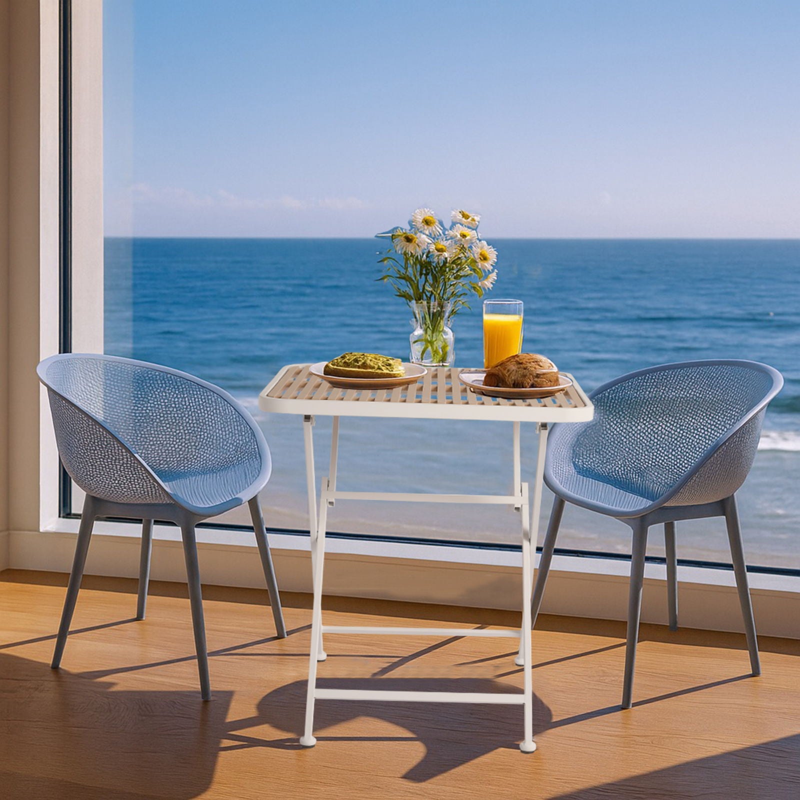 2 Pack Lounge Chair Set & Folding Square Table