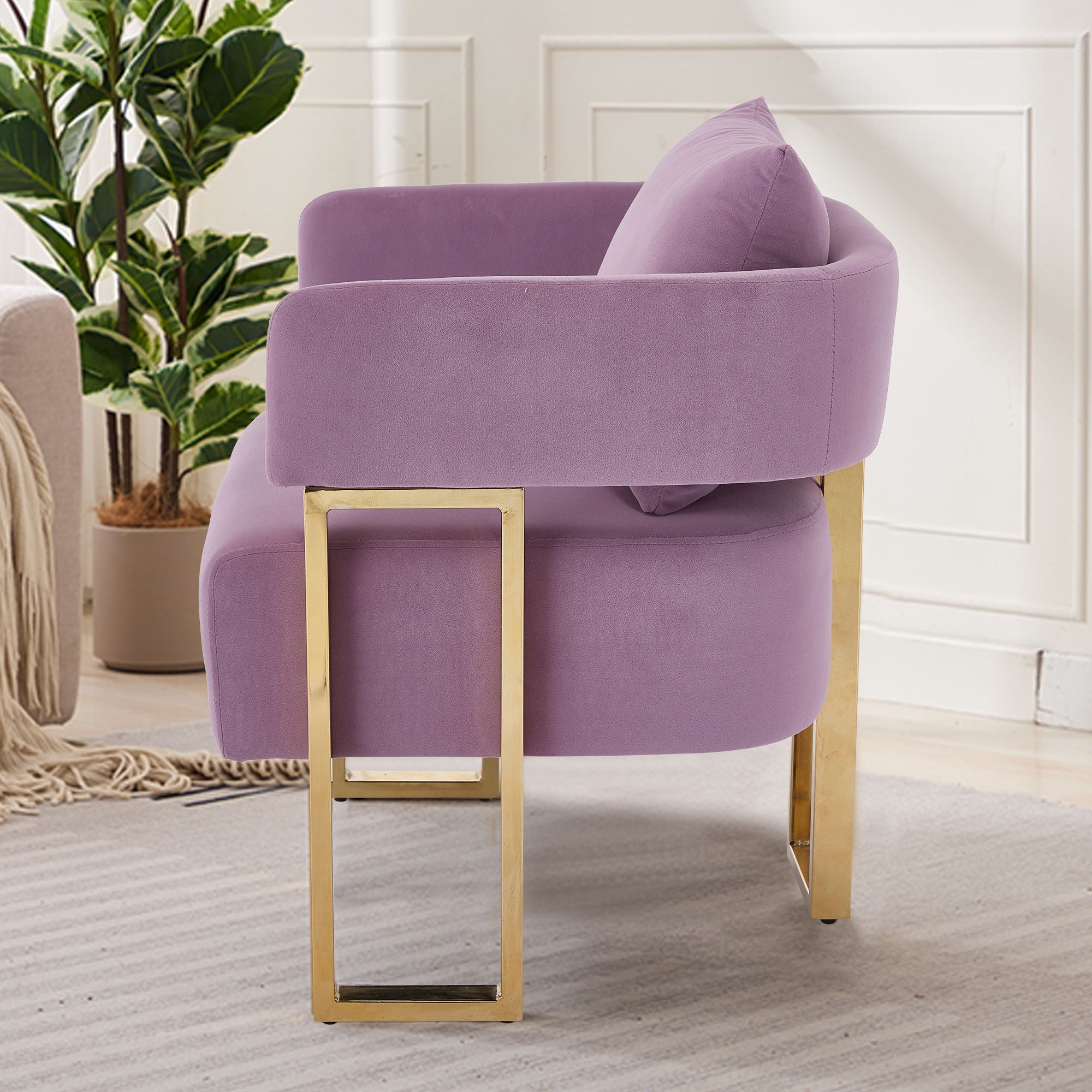 Modern Decorative Chair Teddy Fleece Upholstered And Metal Foot - Best Buy Furniture