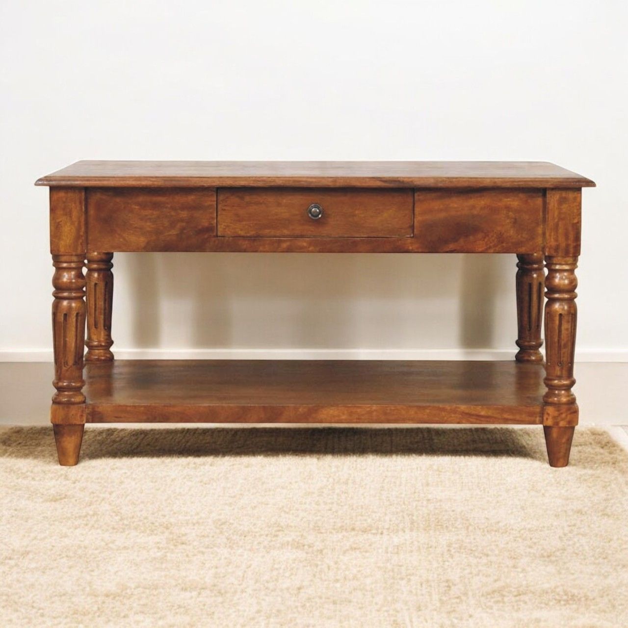 Turned Legs Drawer Table