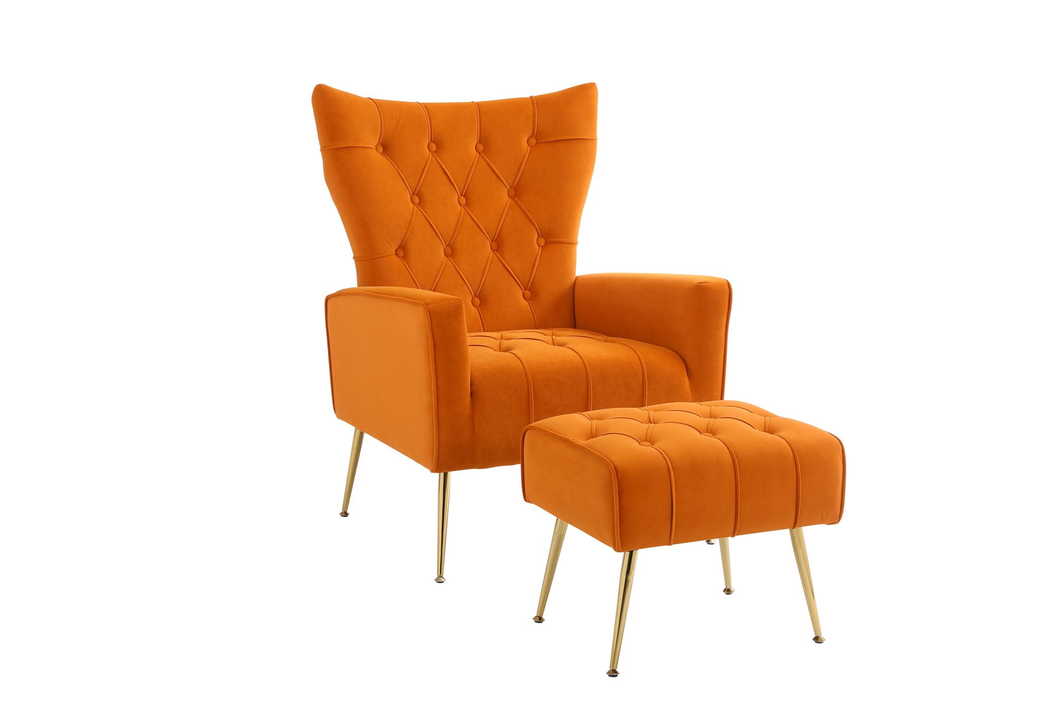 Modern Accent Chair With Ottoman, Comfy Armchair For Living Room