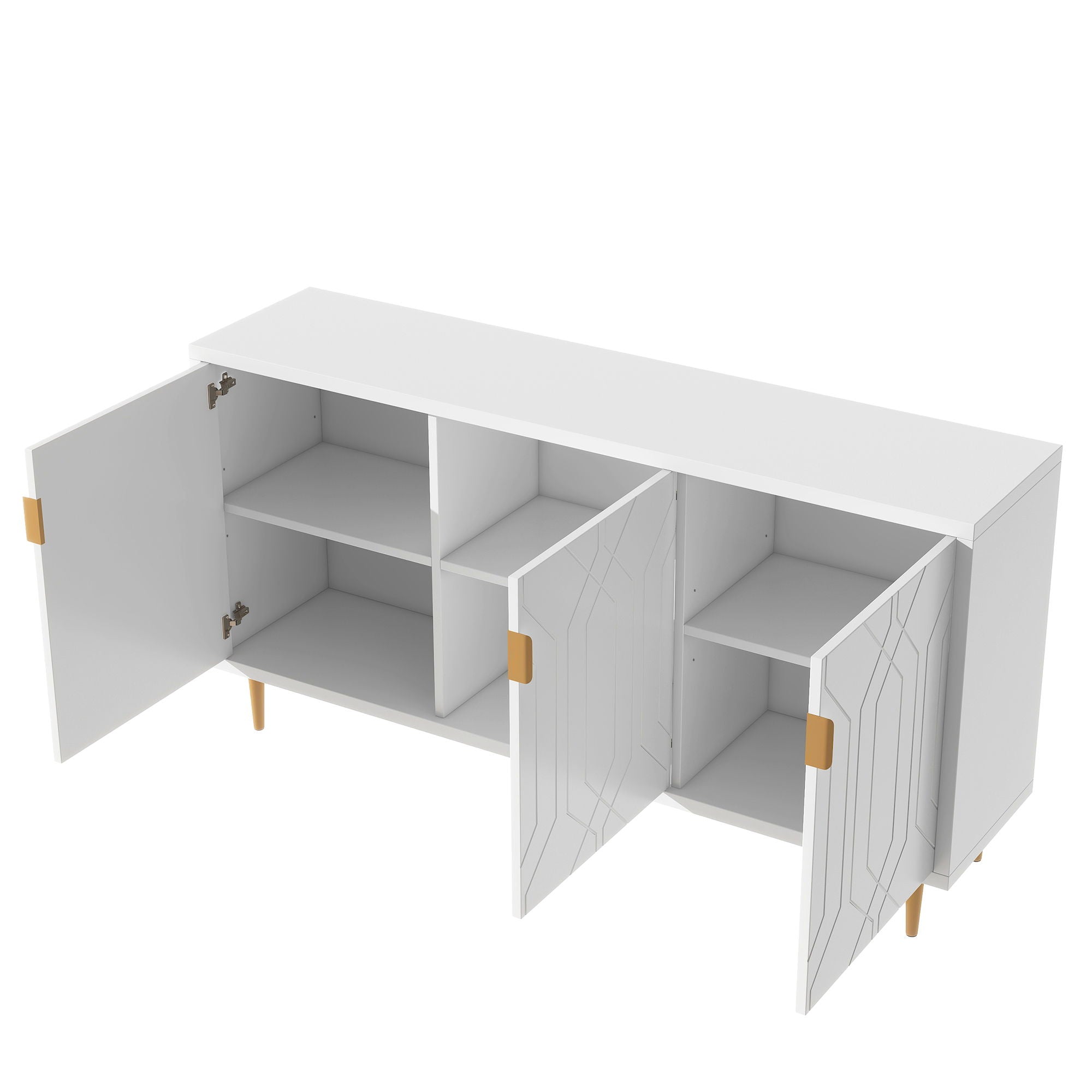 Modern TV Stand With 3 Doors And Adjustable Shelves