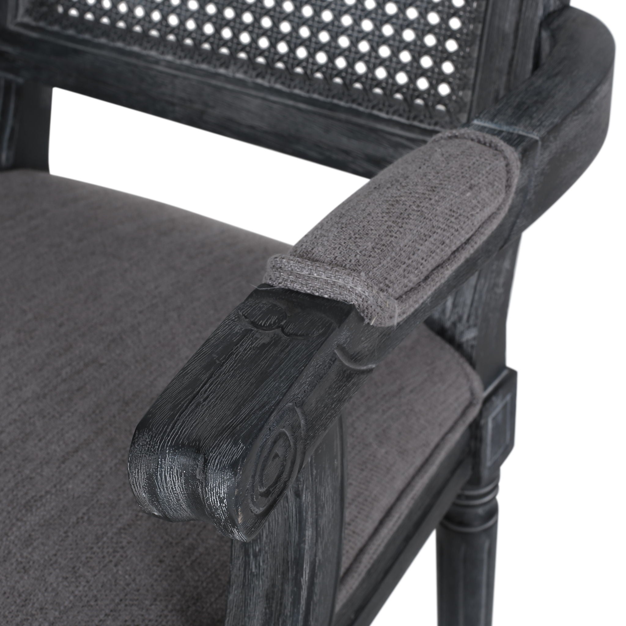 Elegant French Country Style Dining Chair With Cane Backrest