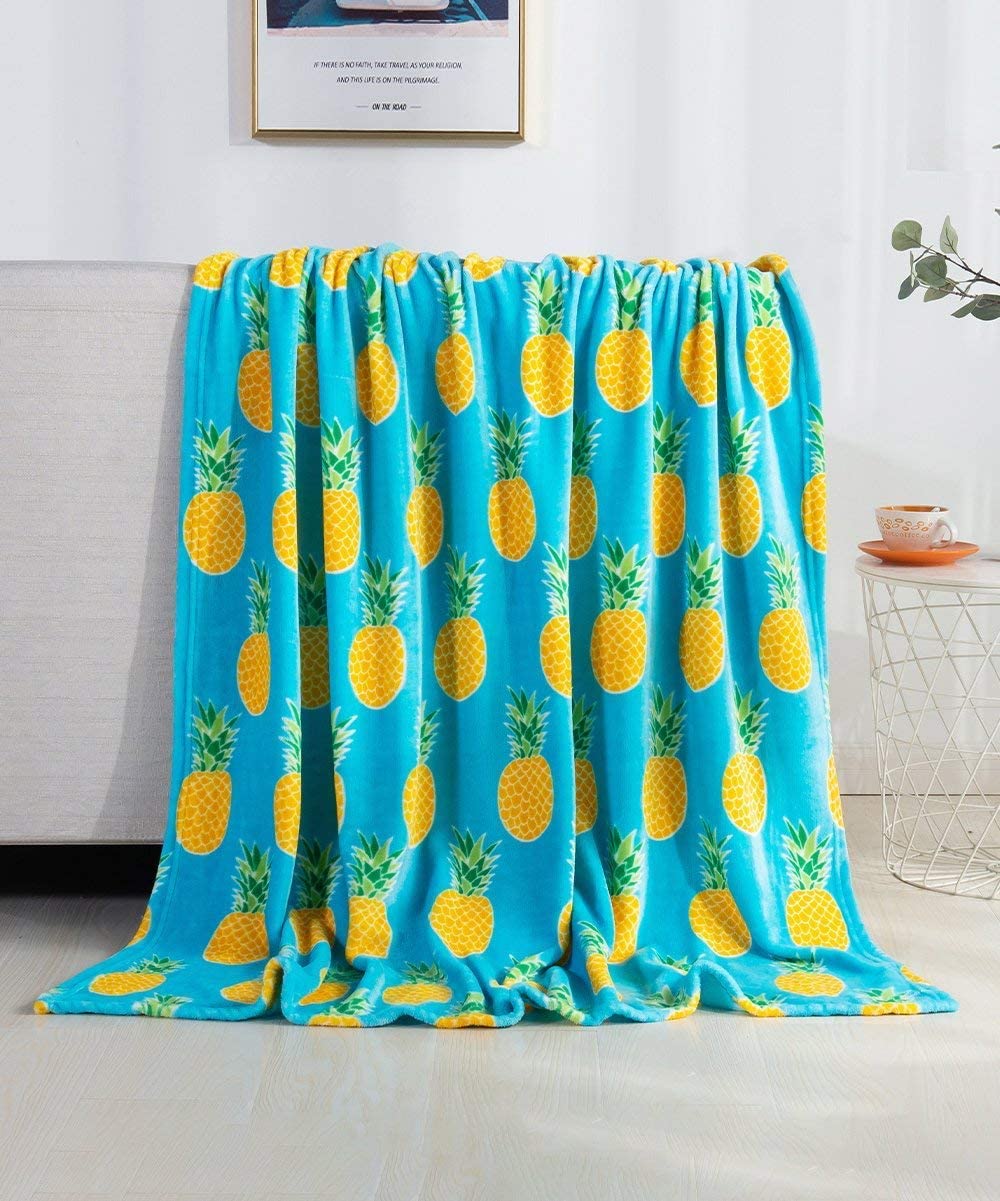 Summertime Whimsy Plush Fleece Throw Blanket (50" x 60") - Pineapple - Best Buy Furniture